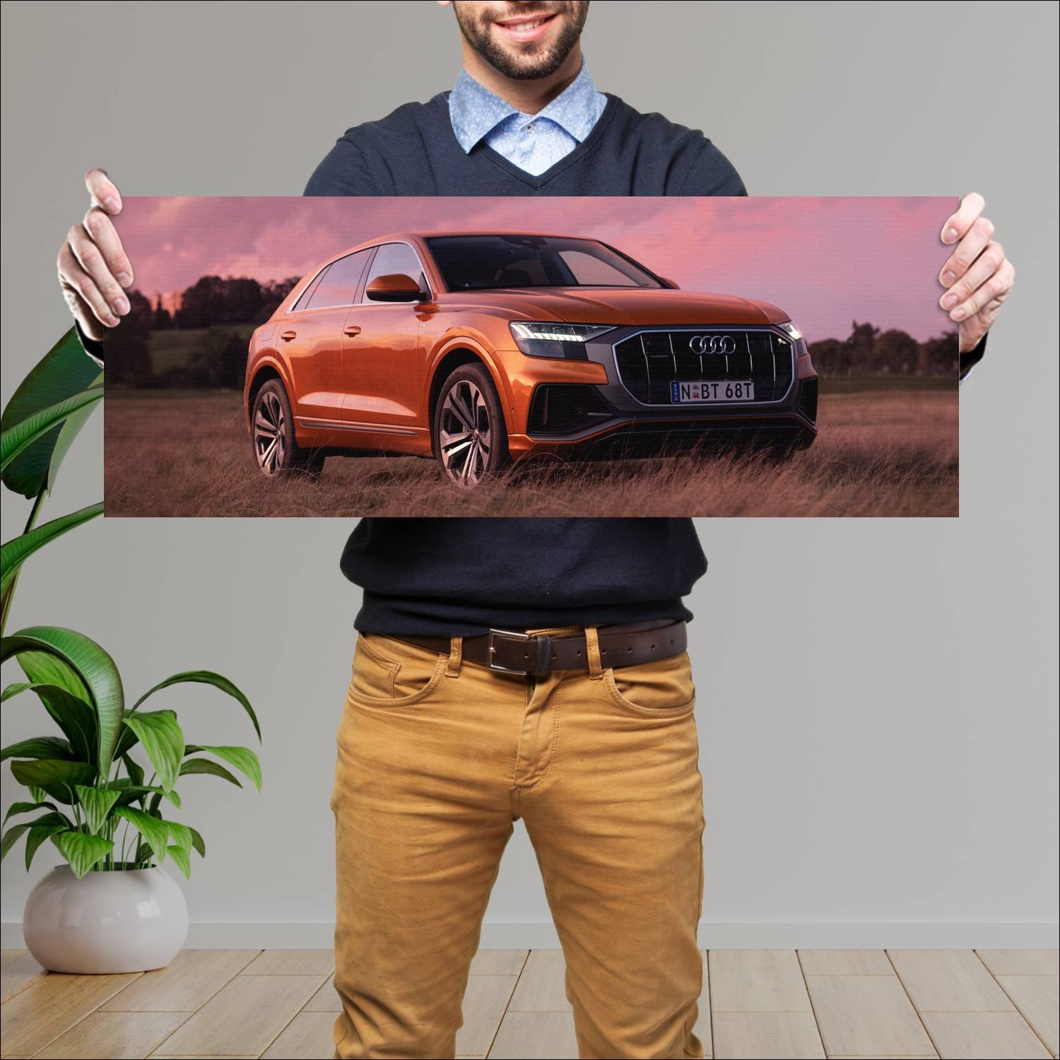Cuadro grande 30x80cm 2018 audi q8 s line au auto 413 Audi