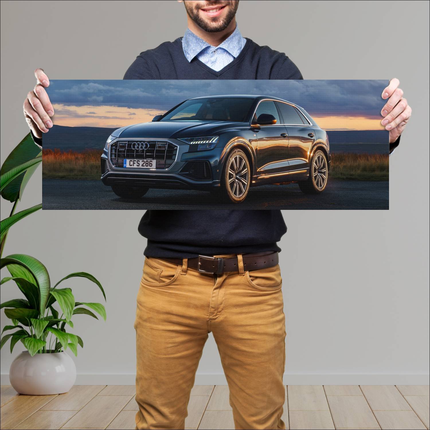 Cuadro grande 30x80cm 2018 audi q8 s line uk auto 414 Audi