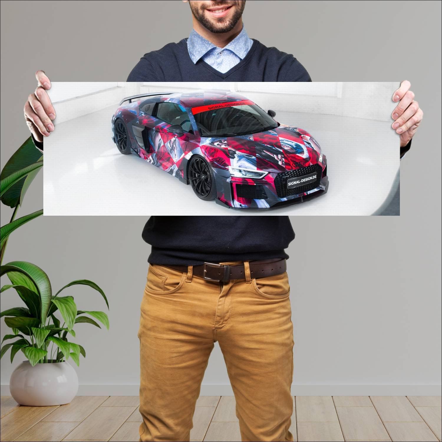 Cuadro grande 30x80cm 2018 audi r8 coupe art car b 415 Audi