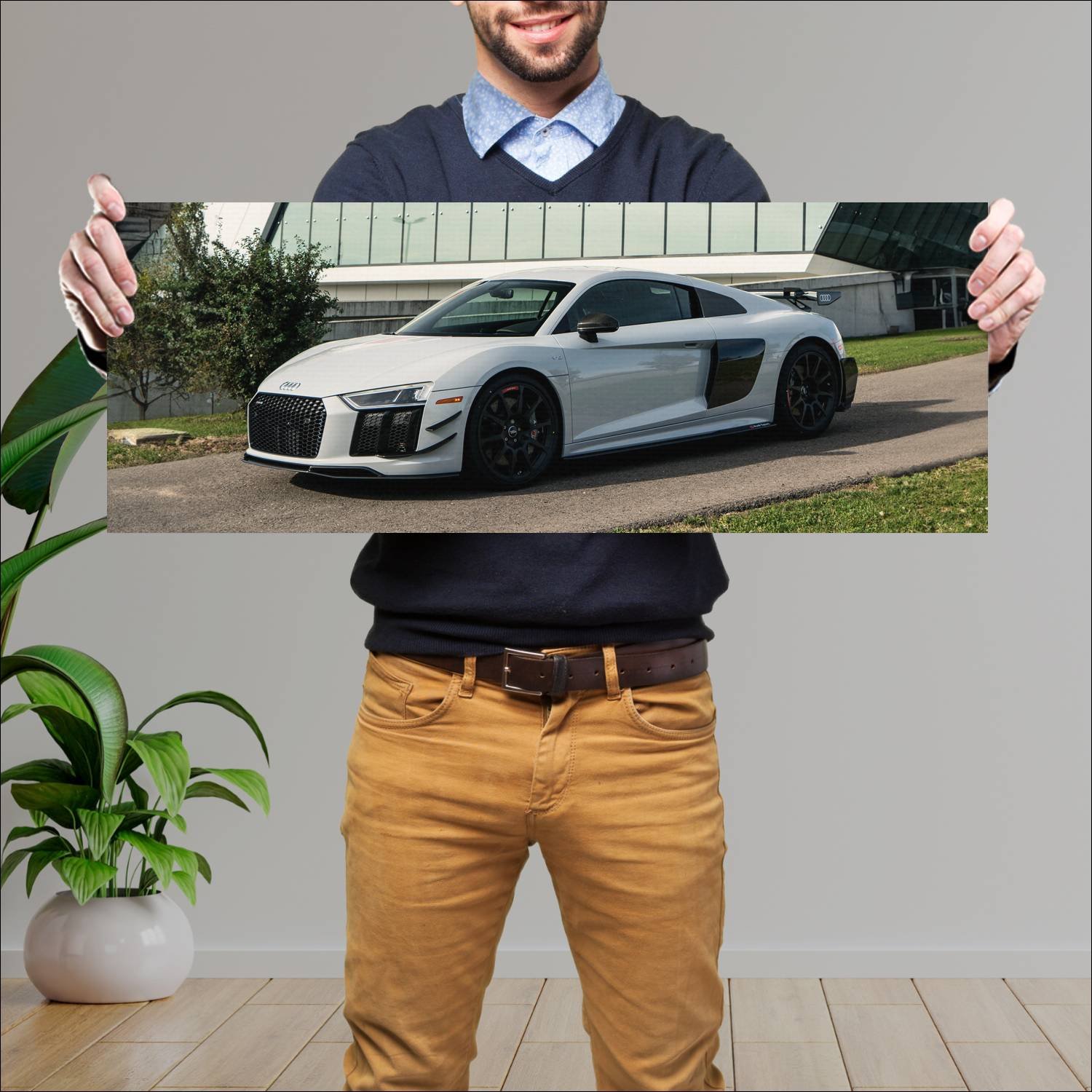 Cuadro grande 30x80cm 2018 audi r8 coupe plus comp 416 Audi