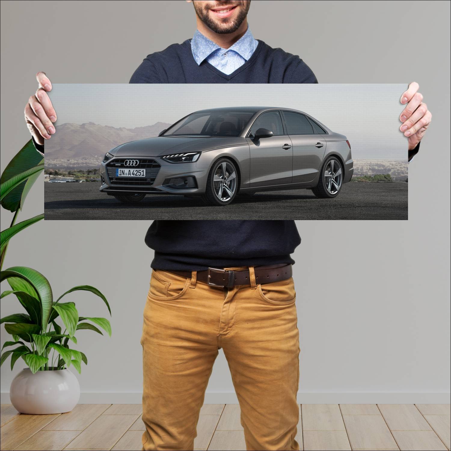 Cuadro grande 30x80cm 2019 audi a4 sedan auto 465 Audi