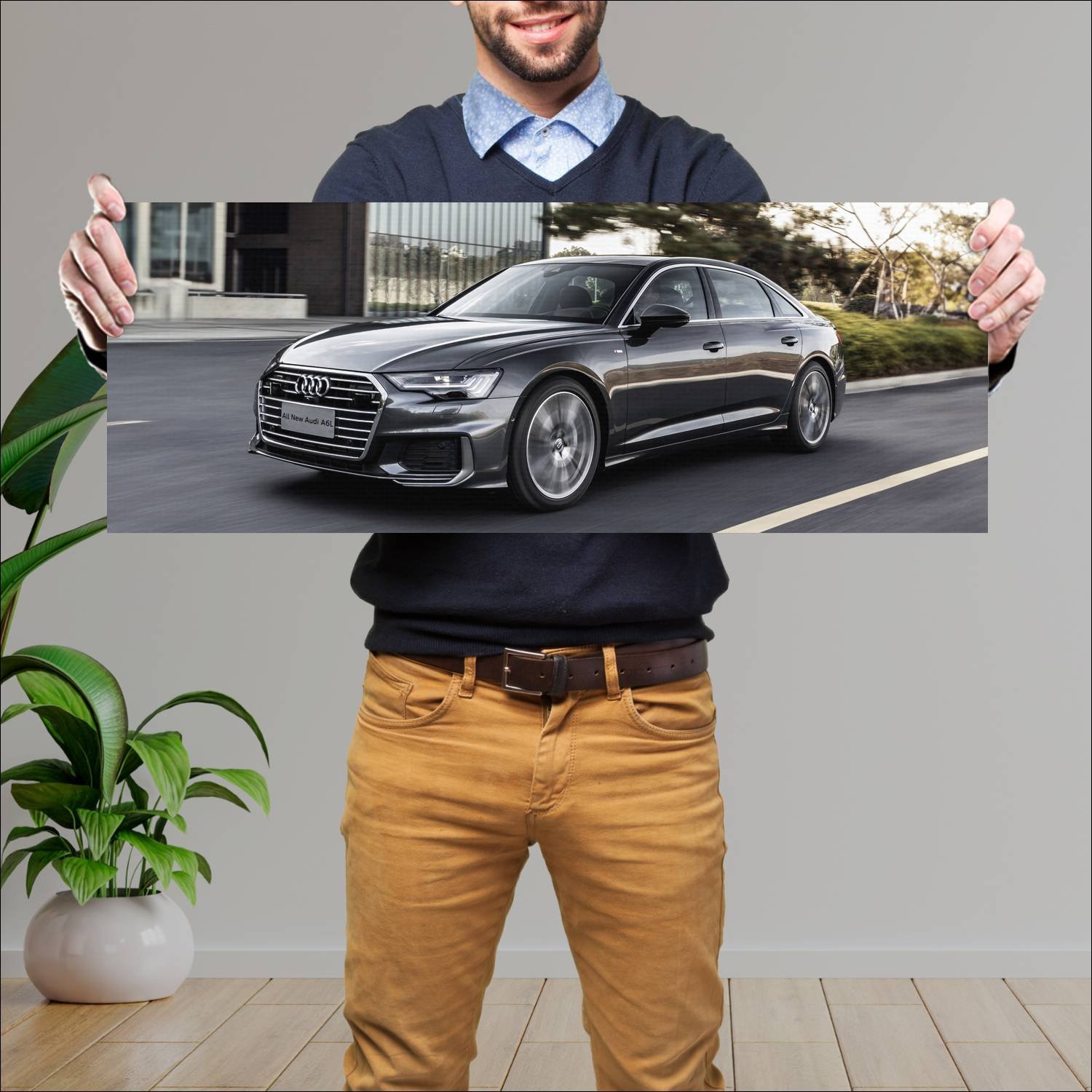 Cuadro grande 30x80cm 2019 audi a6 l sedan s line 473 Audi
