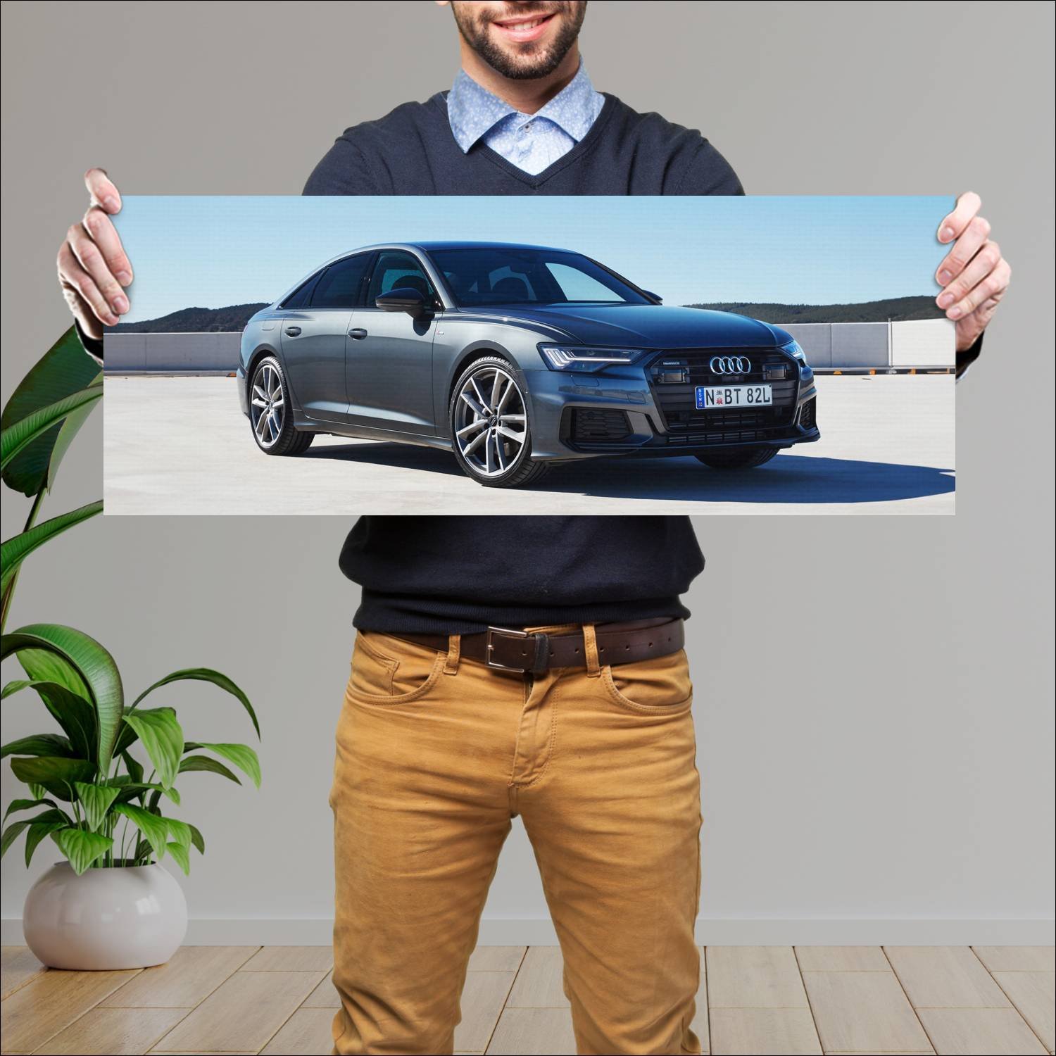 Cuadro grande 30x80cm 2019 audi a6 sedan s line au 475 Audi