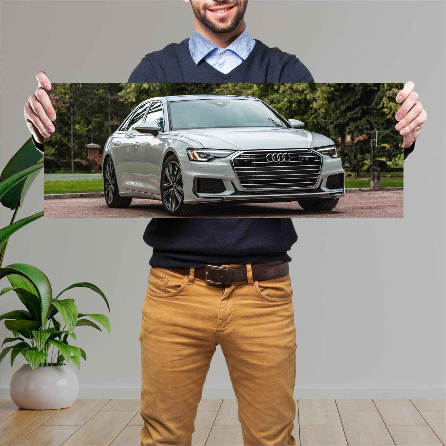 Cuadro grande 30x80cm 2019 audi a6 sedan s line us 478 Audi