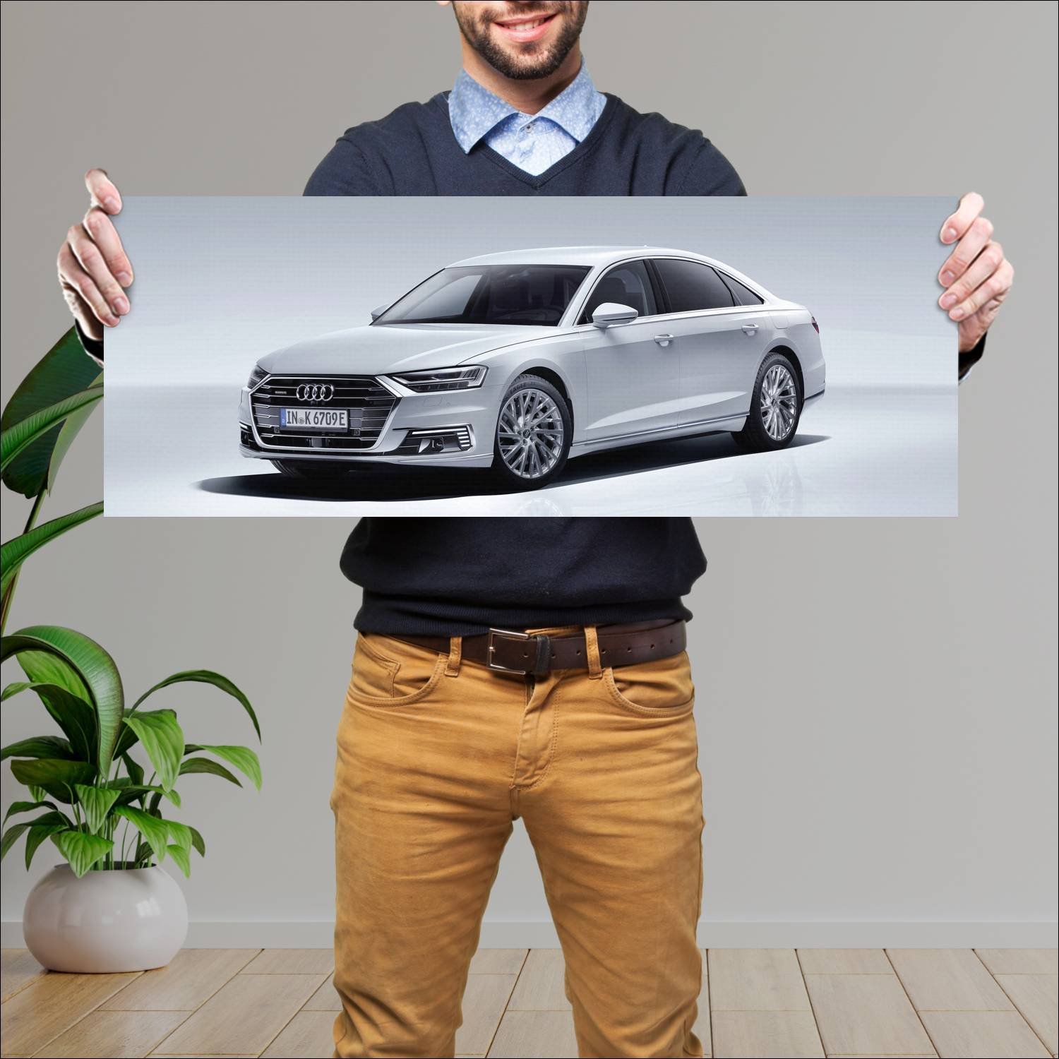 Cuadro grande 30x80cm 2019 audi a8 l plug in hybri 484 Audi