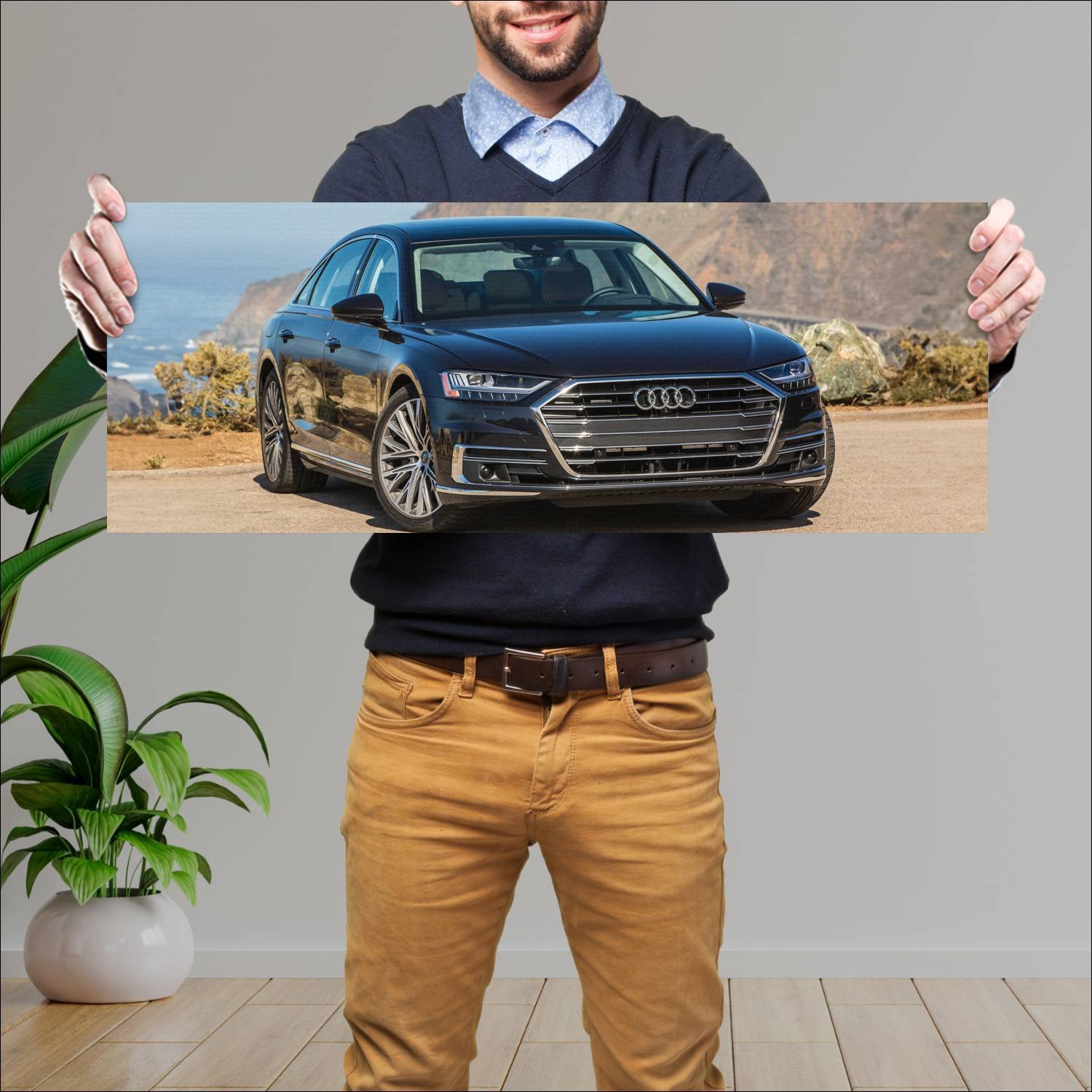 Cuadro grande 30x80cm 2019 audi a8 l us auto 486 Audi