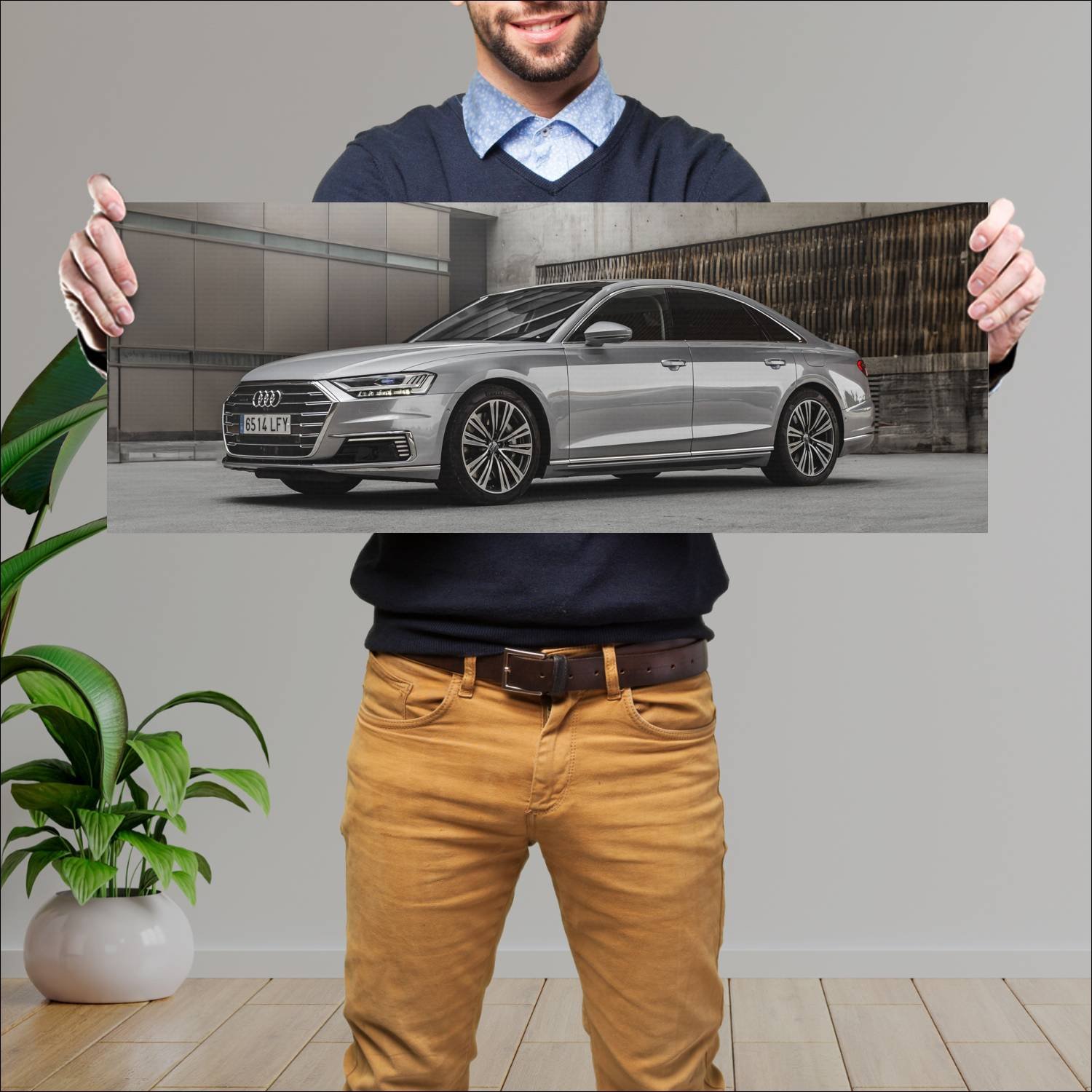 Cuadro grande 30x80cm 2019 audi a8 plug in hybrid 487 Audi