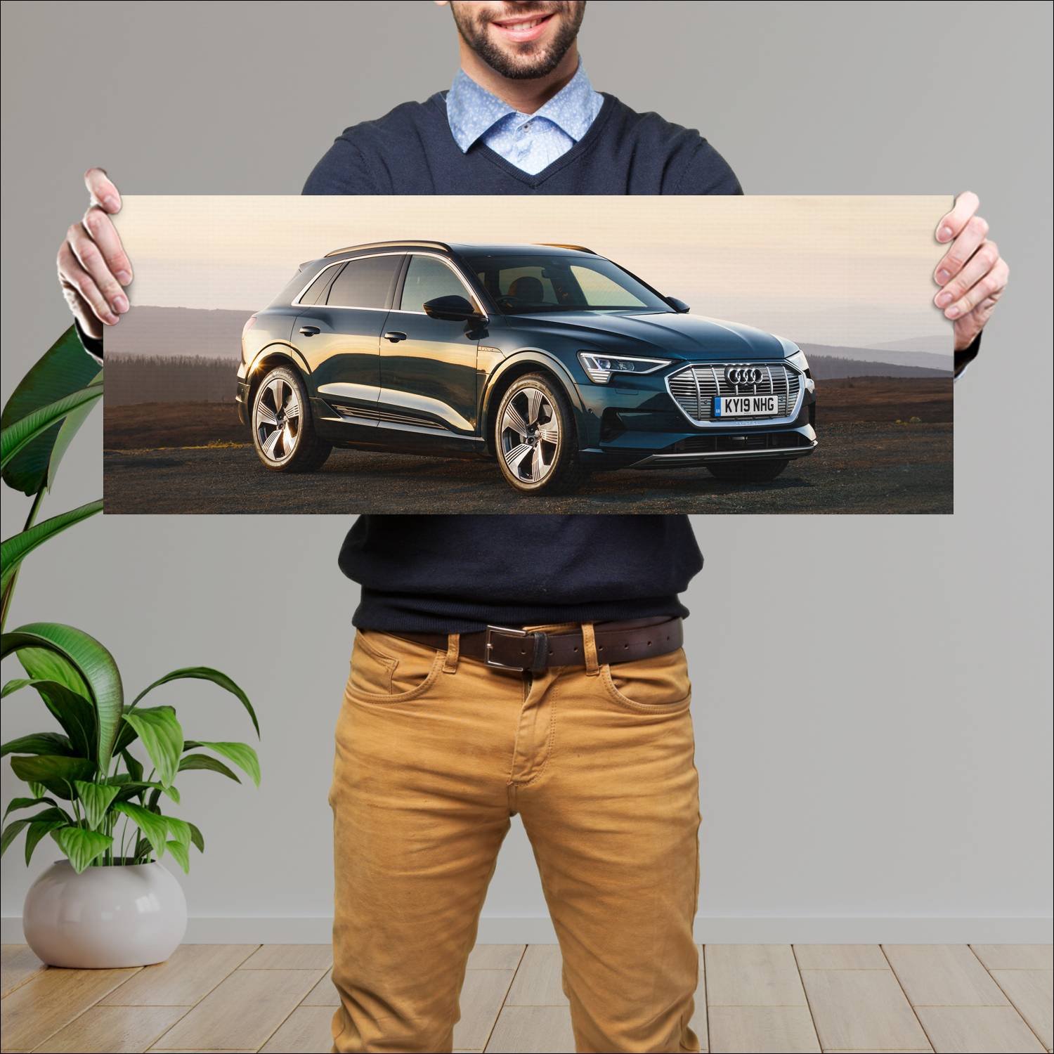 Cuadro grande 30x80cm 2019 audi e tron uk auto 494 Audi