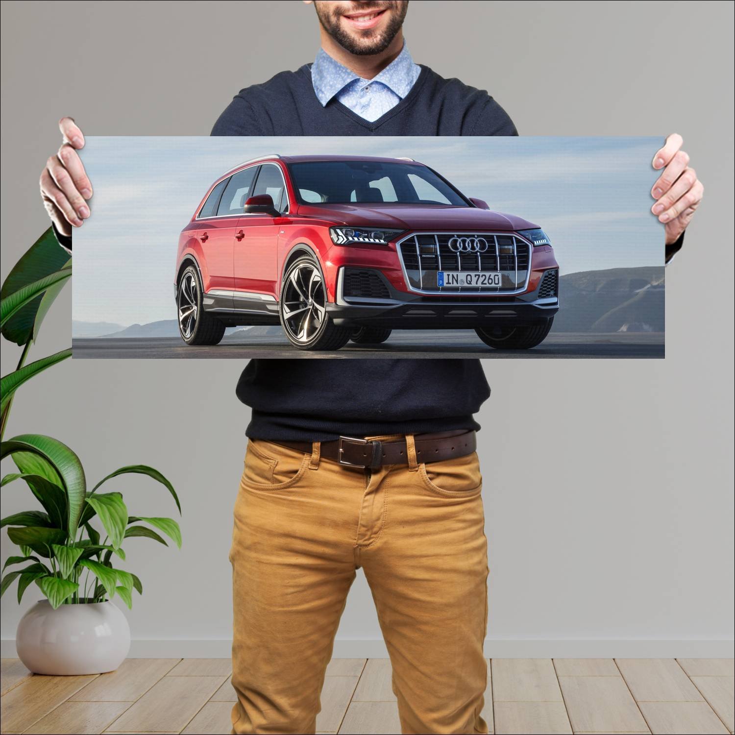 Cuadro grande 30x80cm 2019 audi q7 s line auto 517 Audi