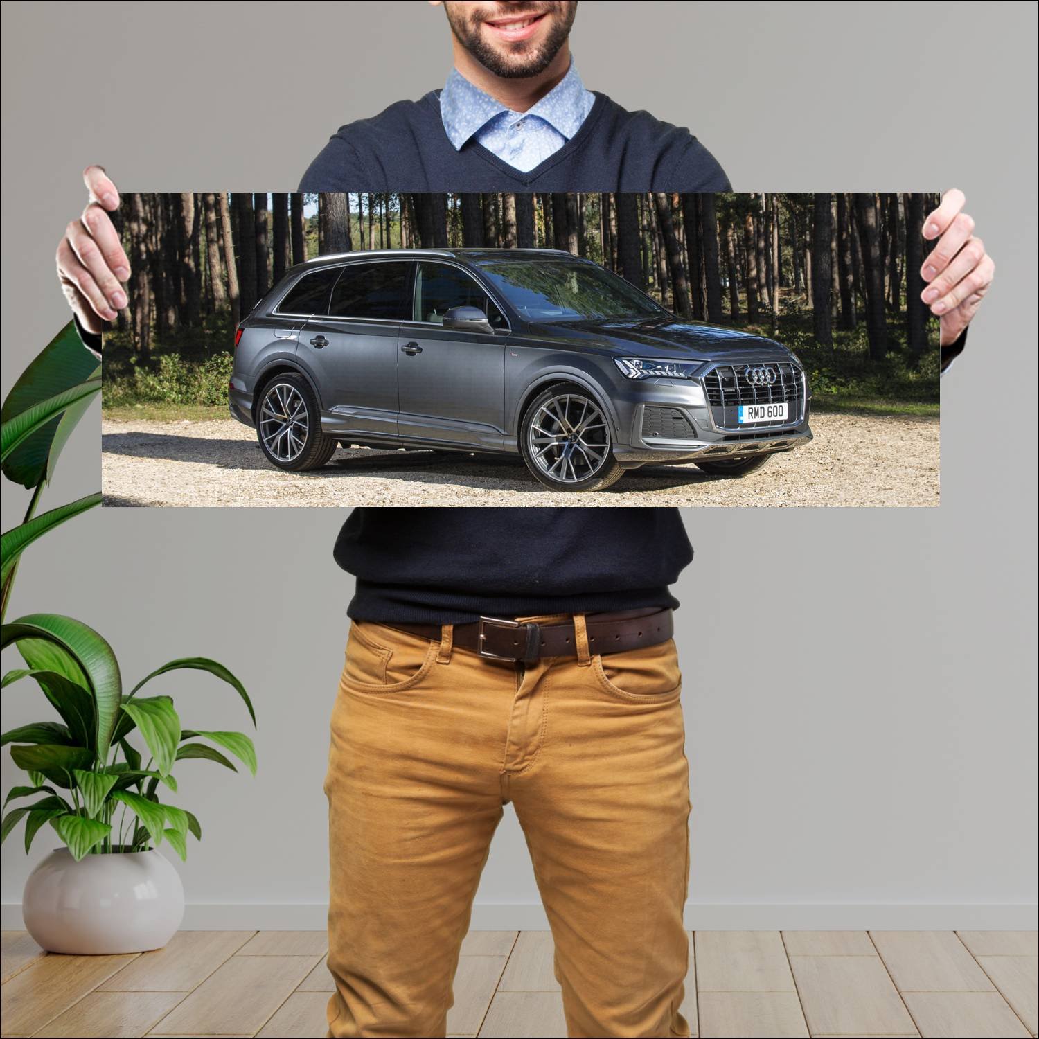 Cuadro grande 30x80cm 2019 audi q7 s line uk auto 518 Audi