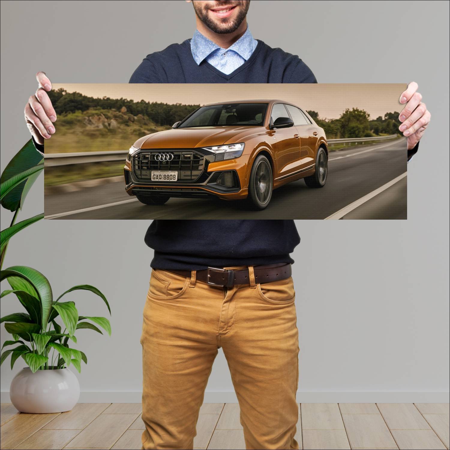 Cuadro grande 30x80cm 2019 audi q8 s line br auto 521 Audi