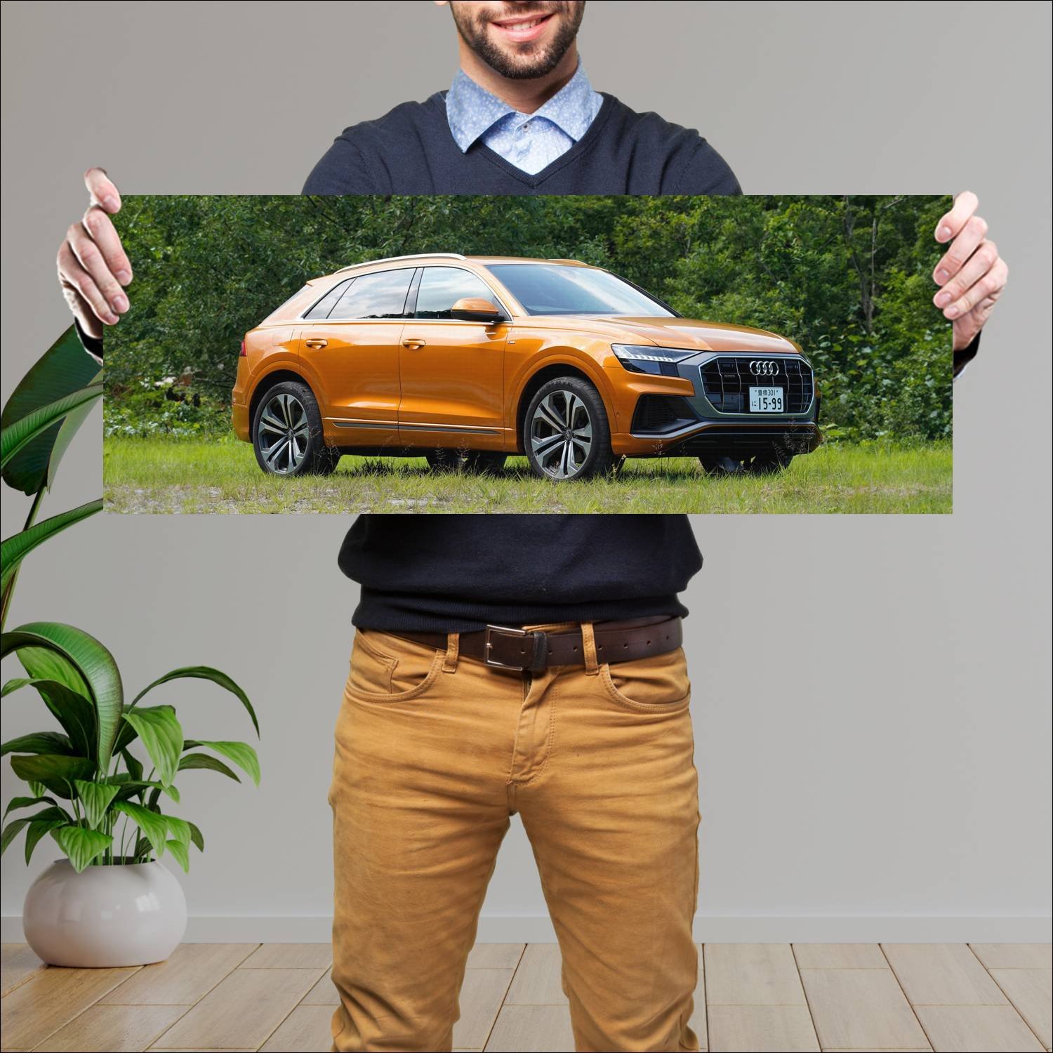 Cuadro grande 30x80cm 2019 audi q8 s line jp auto 522 Audi