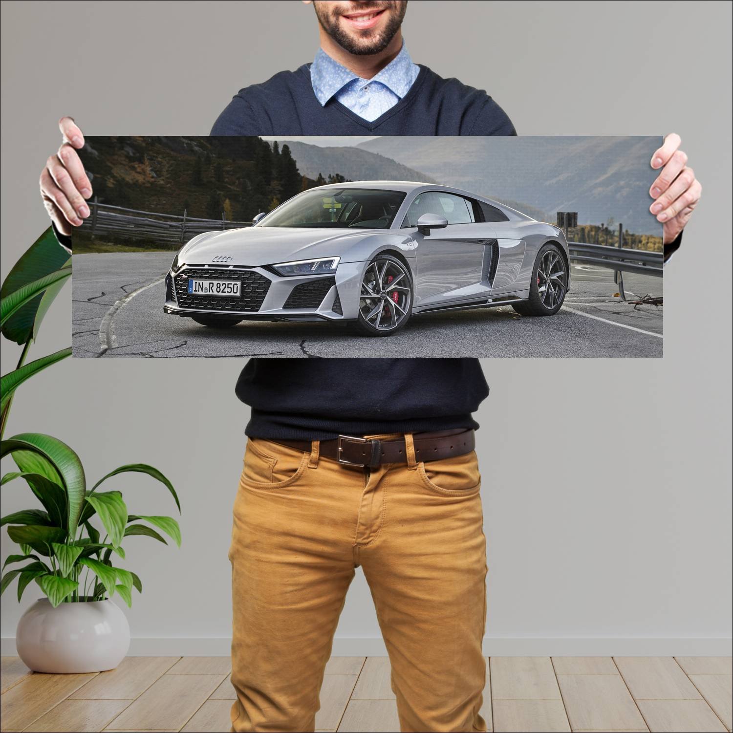 Cuadro grande 30x80cm 2019 audi r8 coupe auto 525 Audi