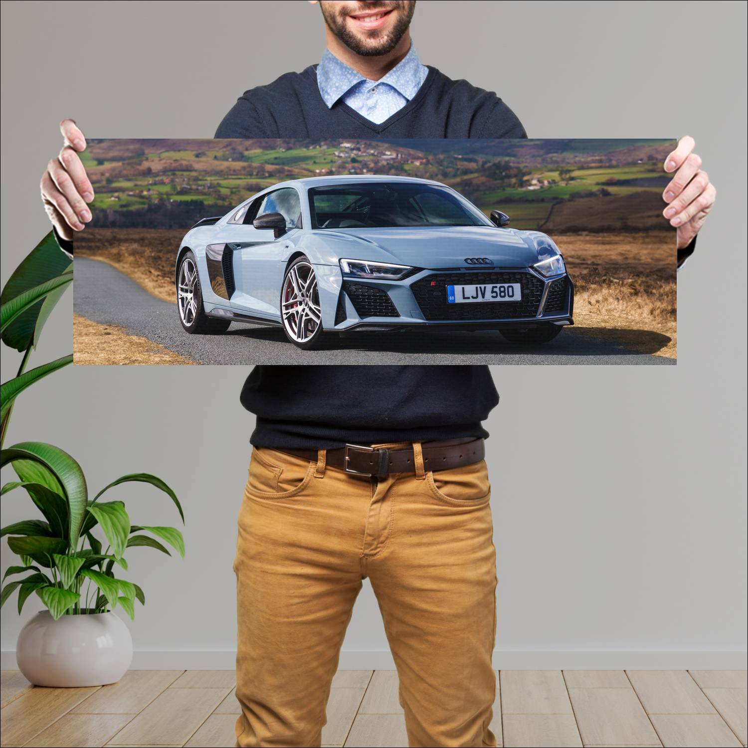 Cuadro grande 30x80cm 2019 audi r8 coupe performan 532 Audi