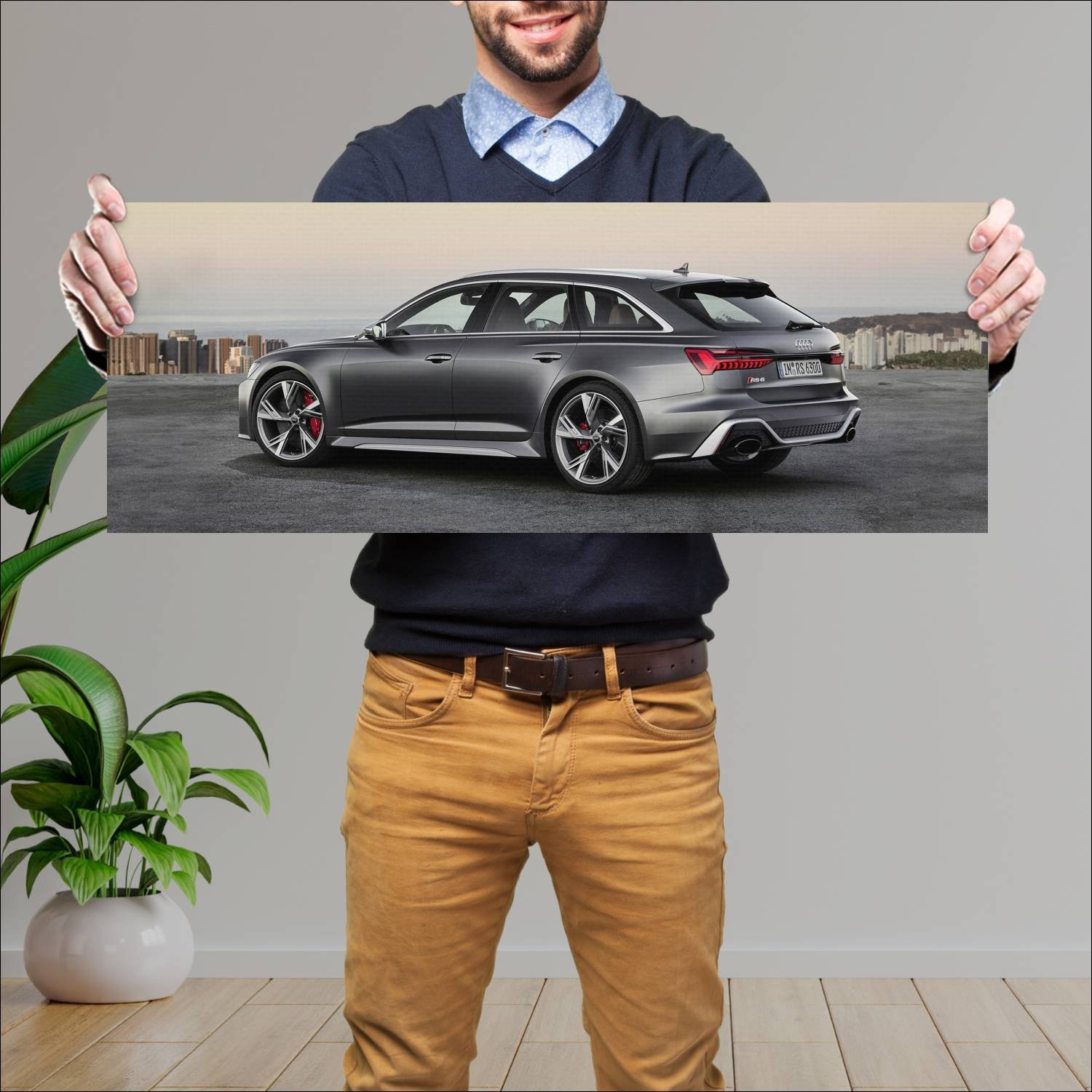 Cuadro grande 30x80cm 2019 audi rs 6 avant auto 555 Audi