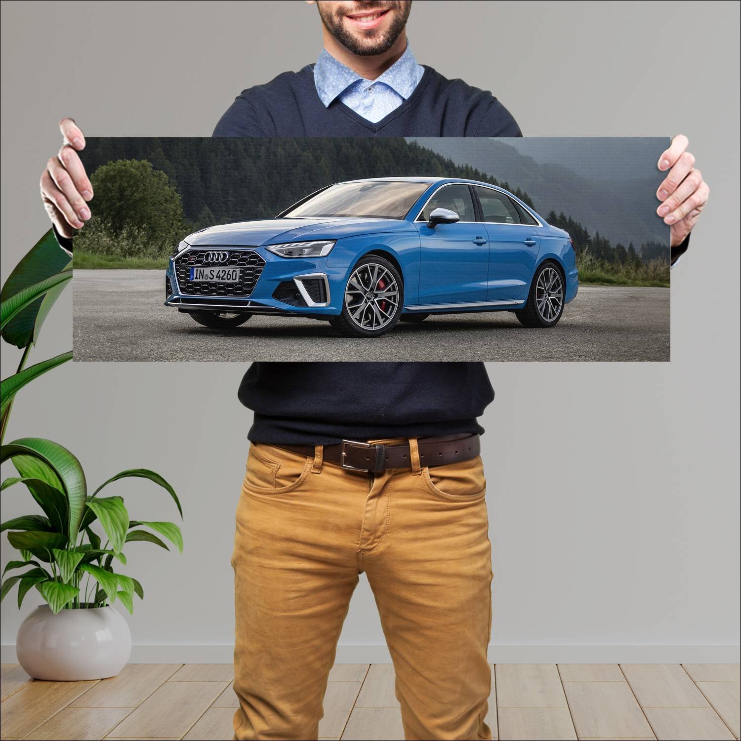 Cuadro grande 30x80cm 2019 audi s4 sedan auto 564 Audi