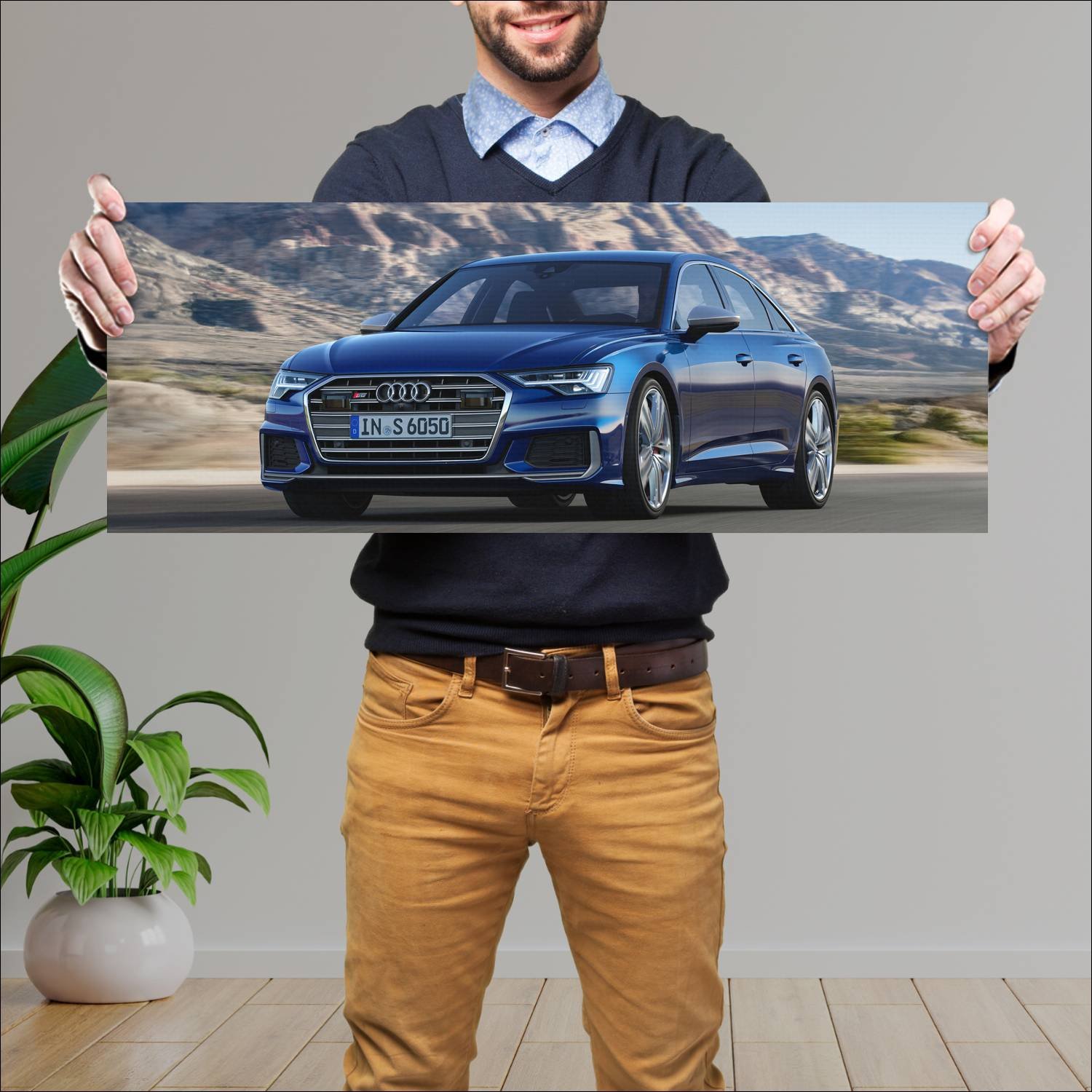 Cuadro grande 30x80cm 2019 audi s6 sedan auto 568 Audi