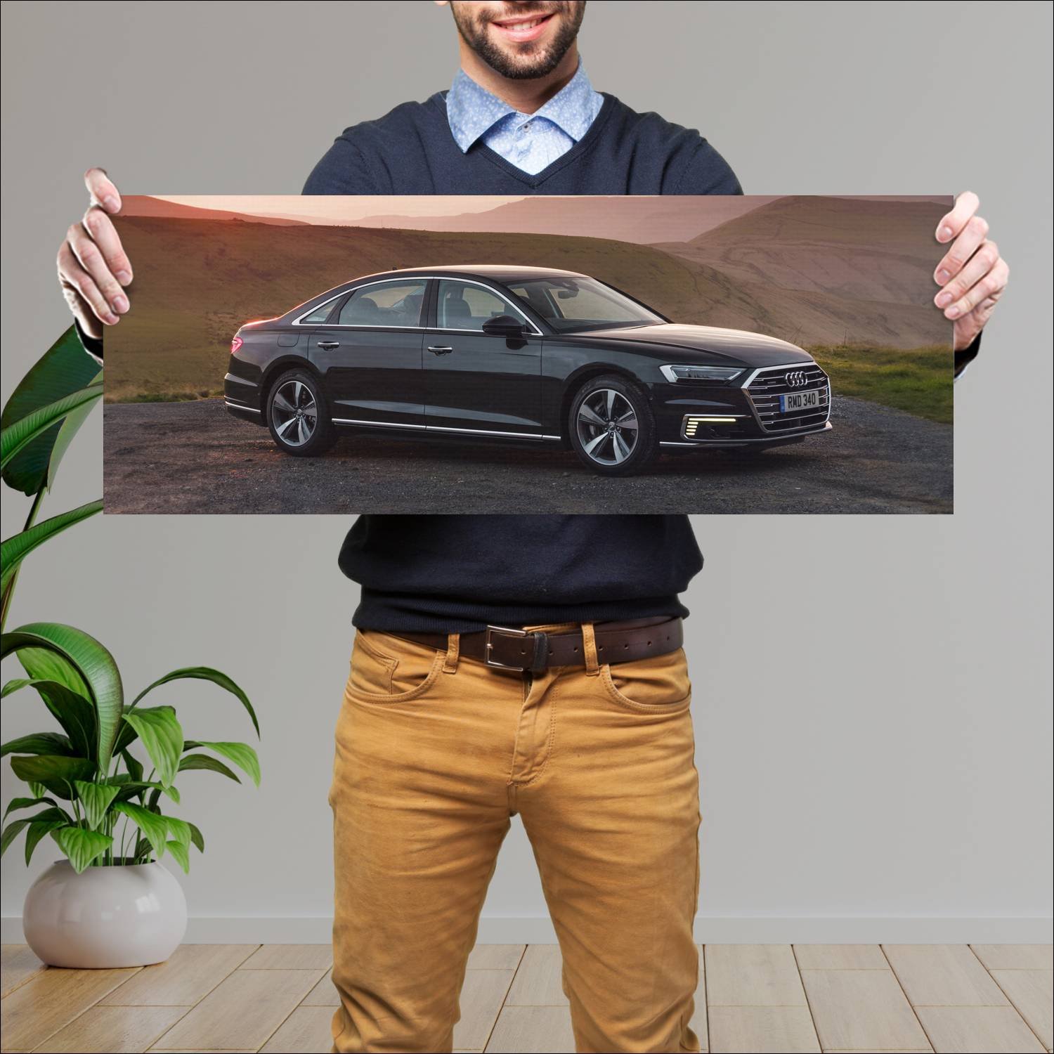 Cuadro grande 30x80cm 2020 audi a8 l plug in hybri 640 Audi