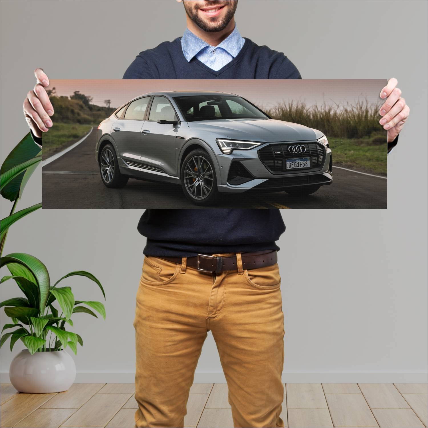 Cuadro grande 30x80cm 2020 audi e tron sportback s 653 Audi