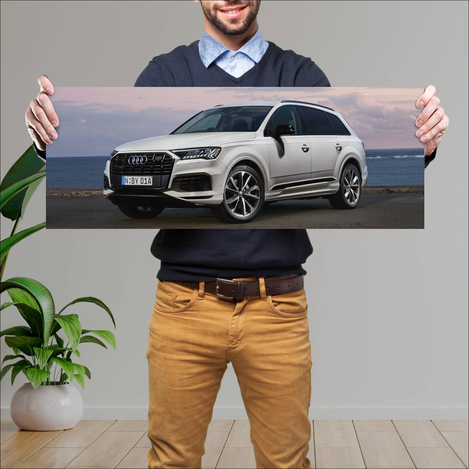 Cuadro grande 30x80cm 2020 audi q7 au auto 671 Audi