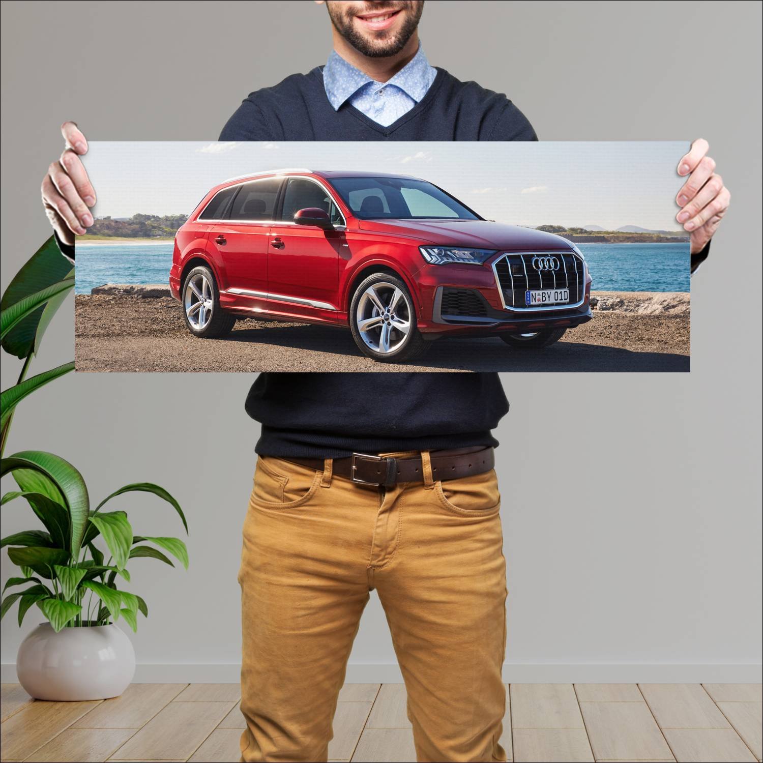 Cuadro grande 30x80cm 2020 audi q7 s line au auto 673 Audi