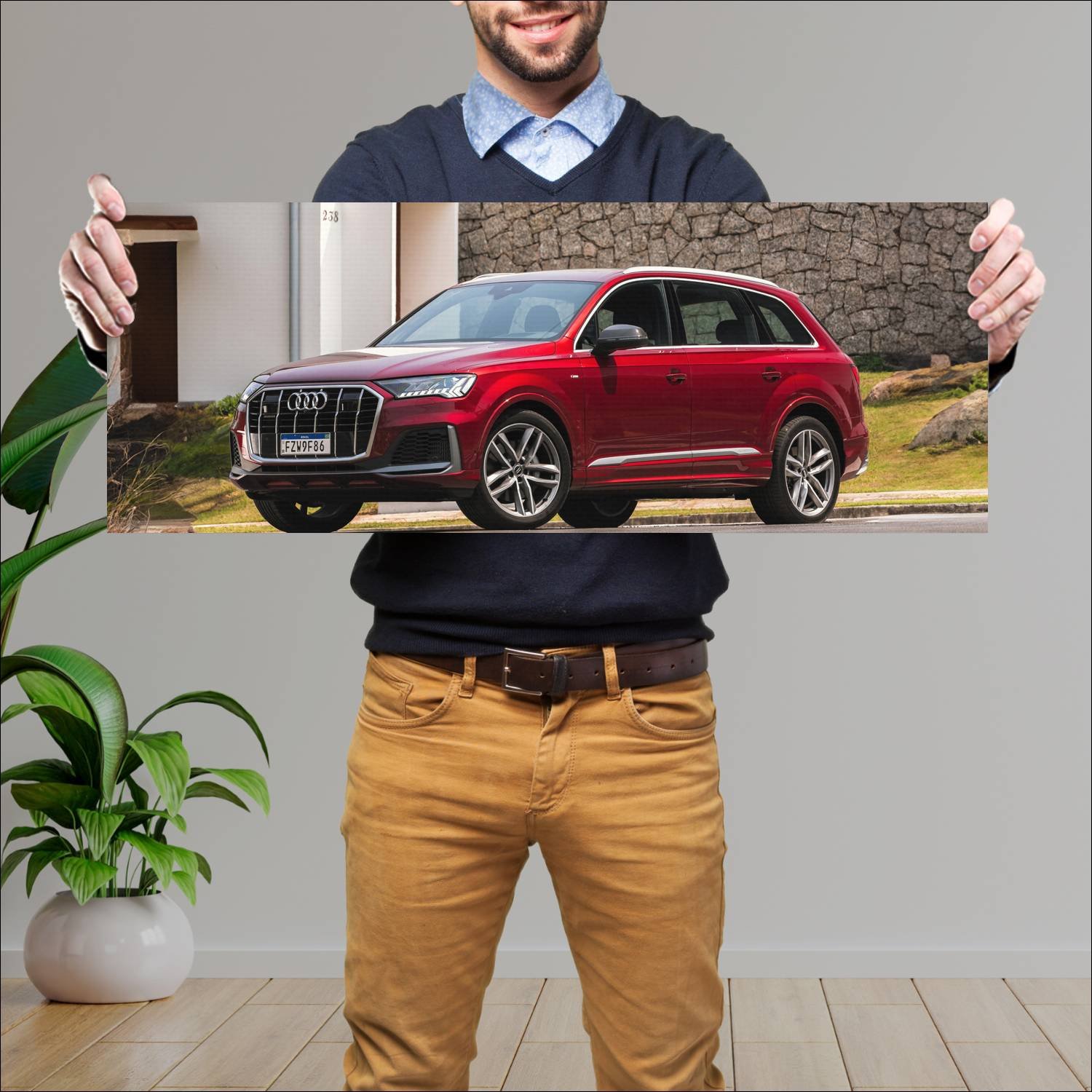 Cuadro grande 30x80cm 2020 audi q7 s line br auto 674 Audi