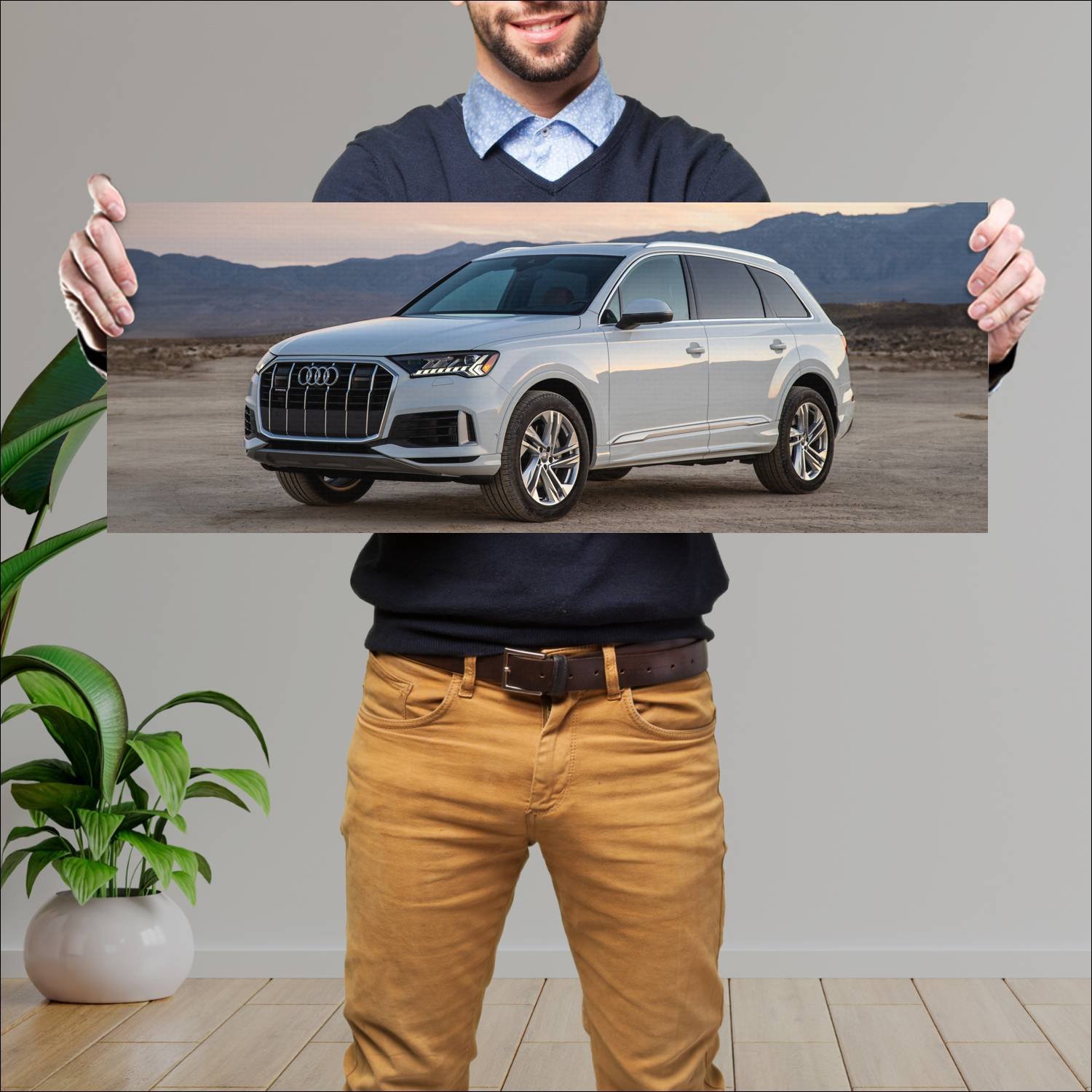 Cuadro grande 30x80cm 2020 audi q7 us auto 677 Audi