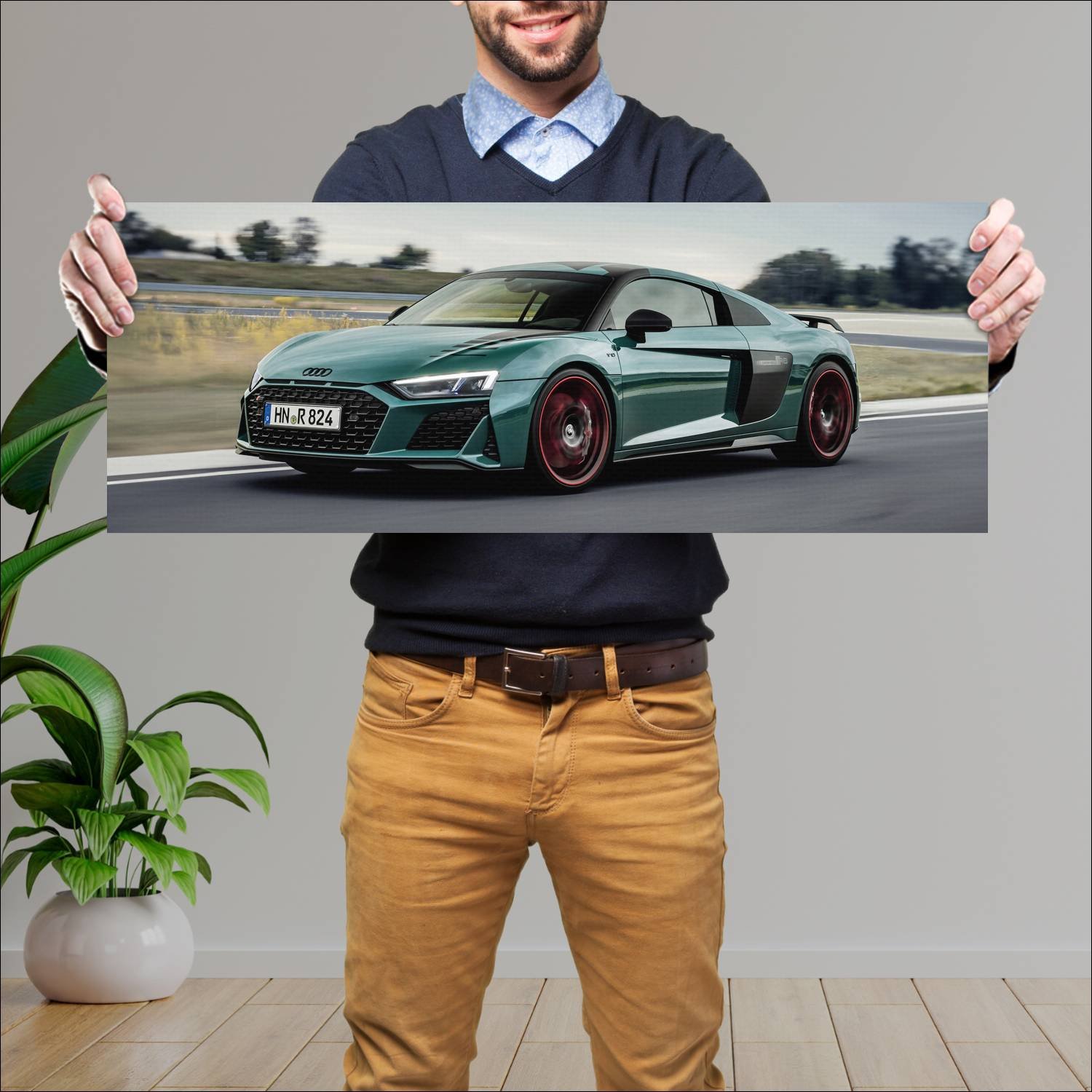 Cuadro grande 30x80cm 2020 audi r8 coupe green hel 681 Audi