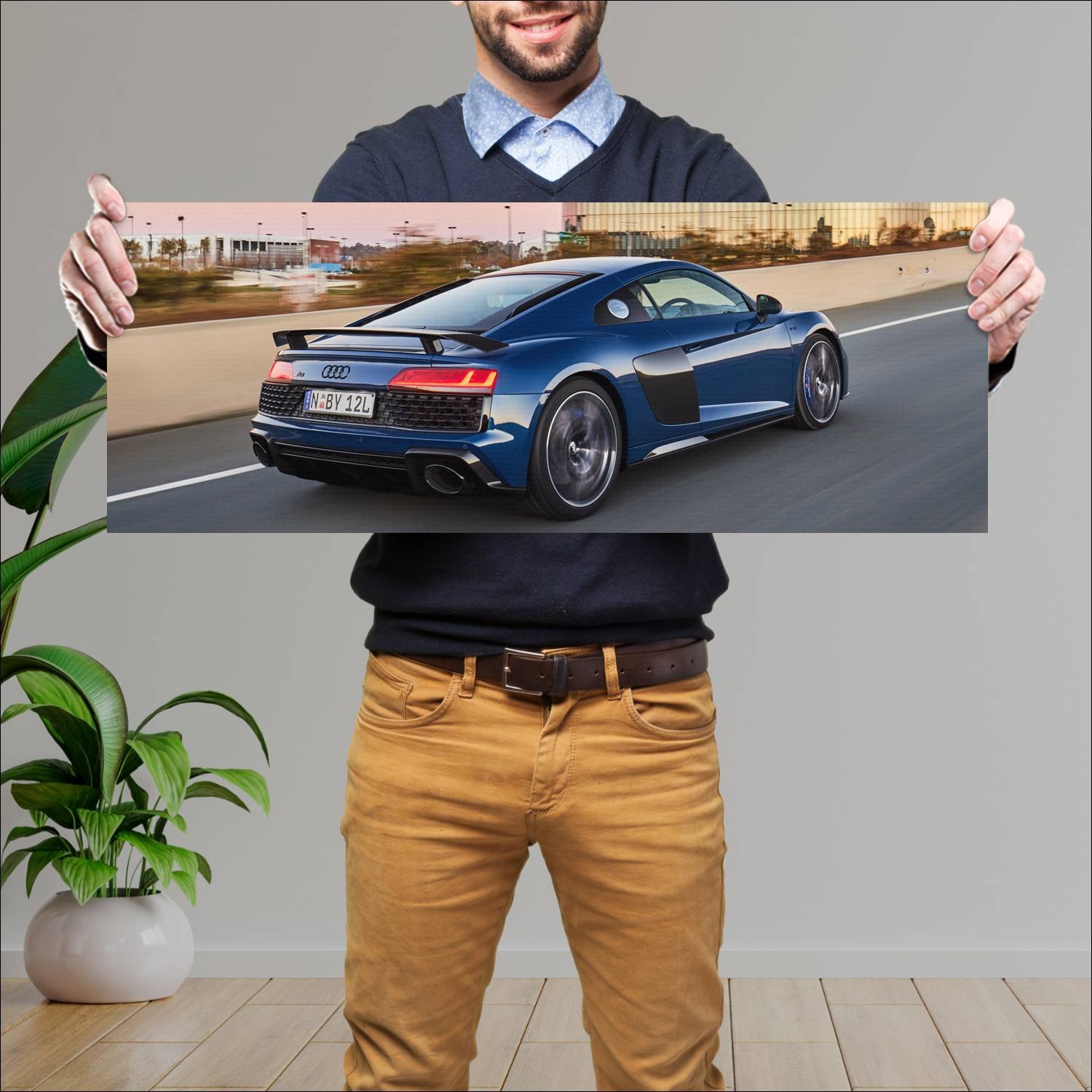 Cuadro grande 30x80cm 2020 audi r8 coupe performan 682 Audi
