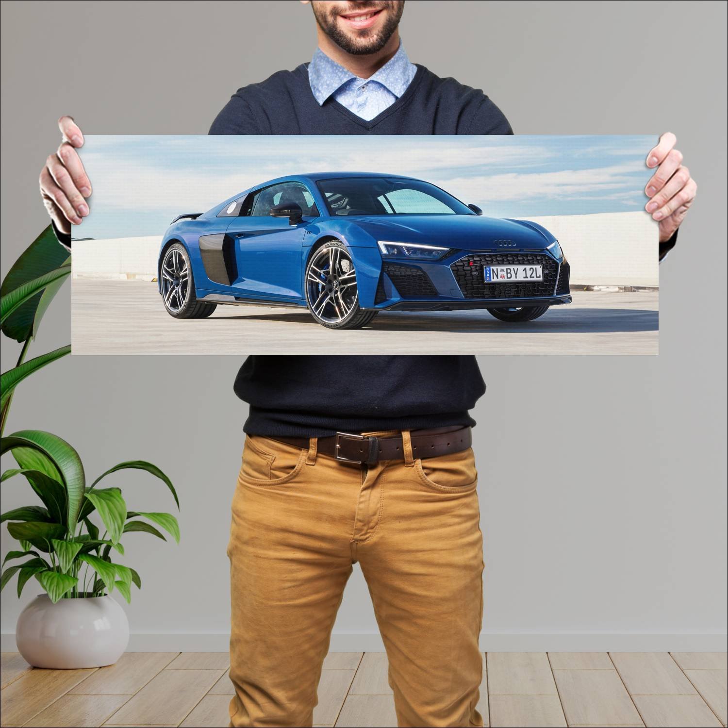 Cuadro grande 30x80cm 2020 audi r8 coupe performan 683 Audi
