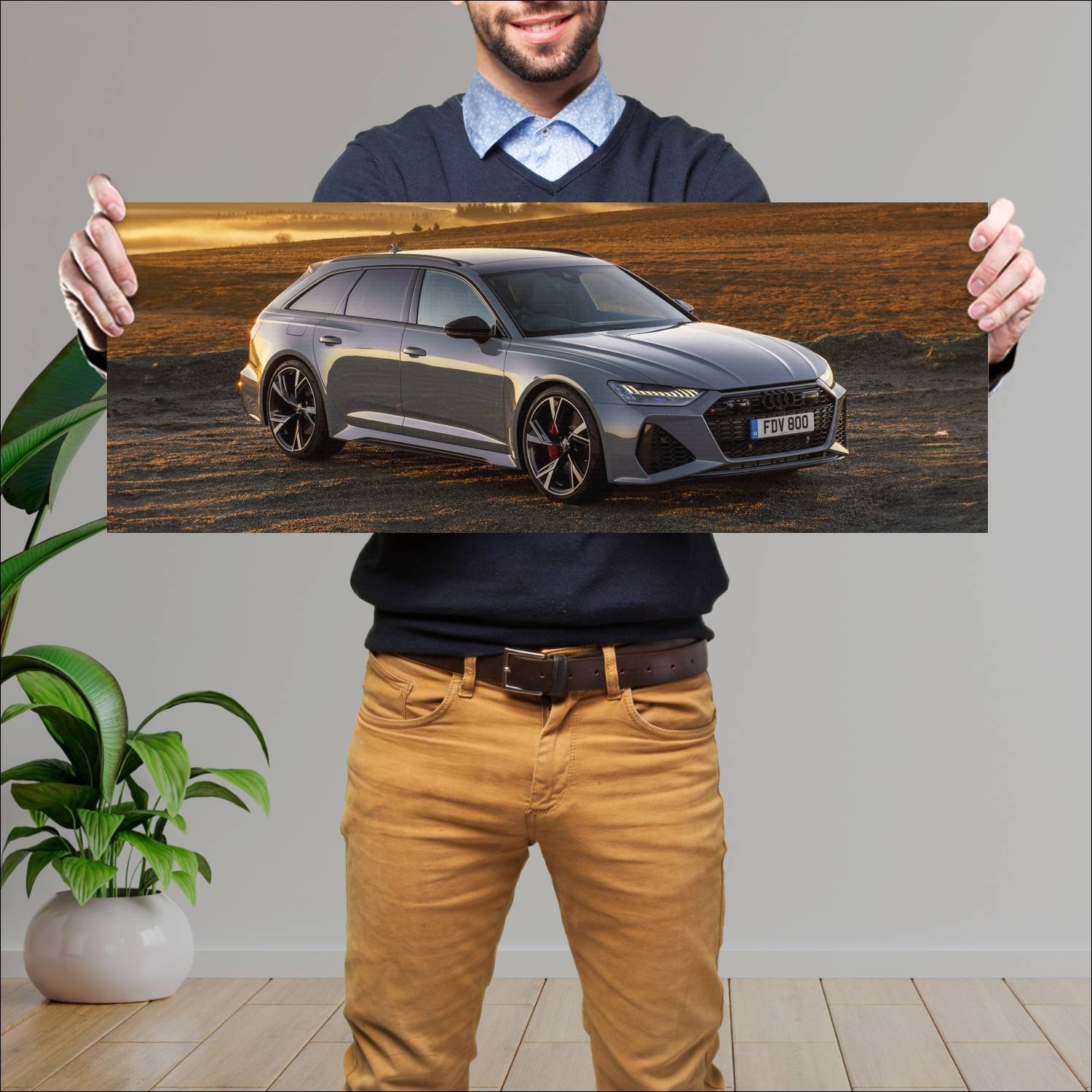 Cuadro grande 30x80cm 2020 audi rs 6 avant uk Audi