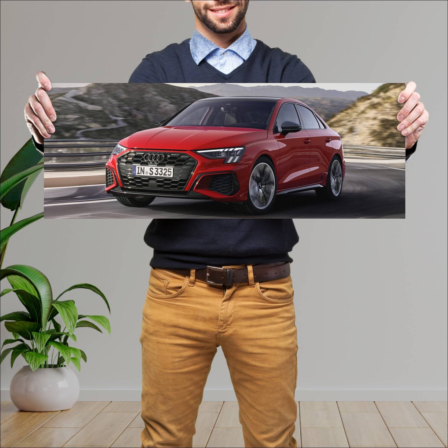 Cuadro grande 30x80cm 2020 audi s3 sedan auto 727 Audi
