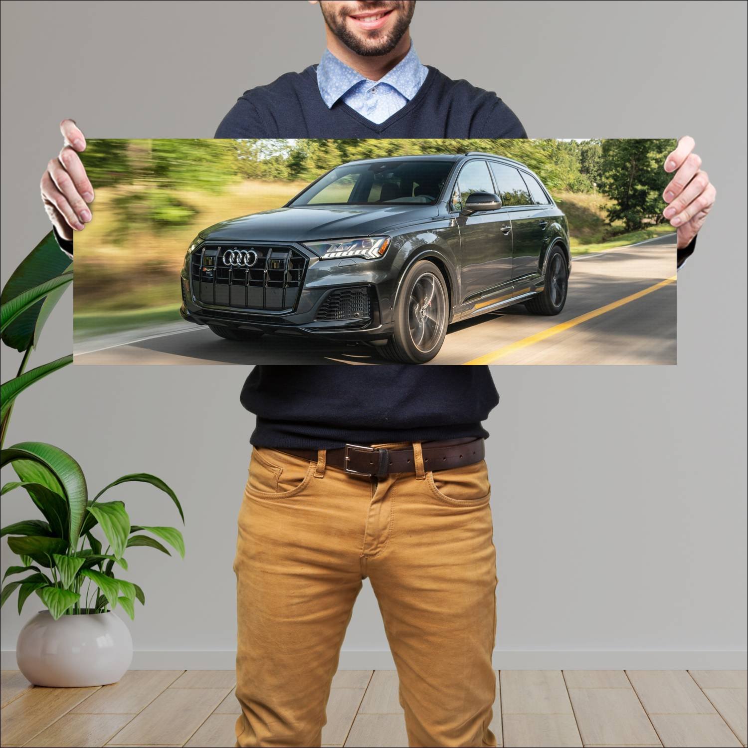 Cuadro grande 30x80cm 2020 audi sq7 us auto 757 Audi