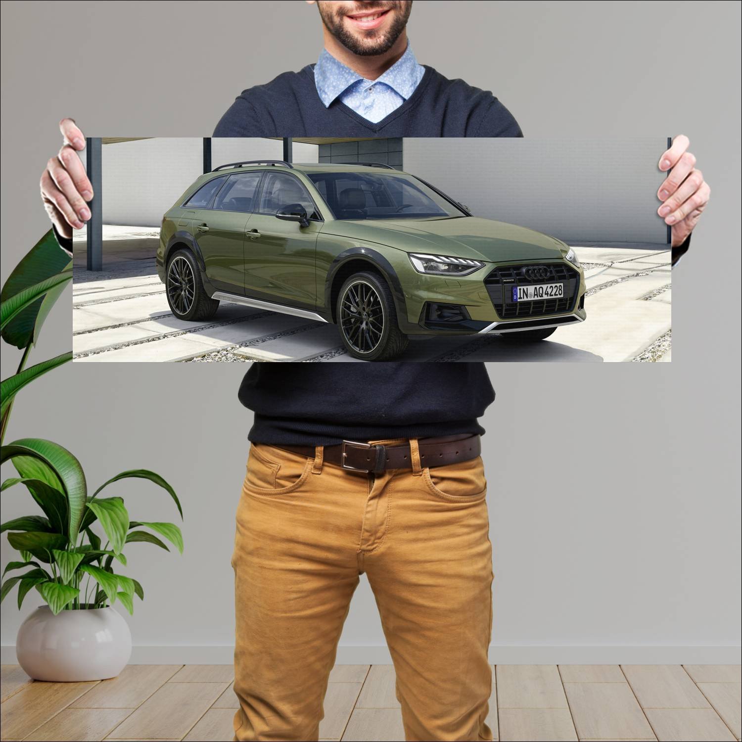 Cuadro grande 30x80cm 2022 audi a4 allroad black o 865 Audi