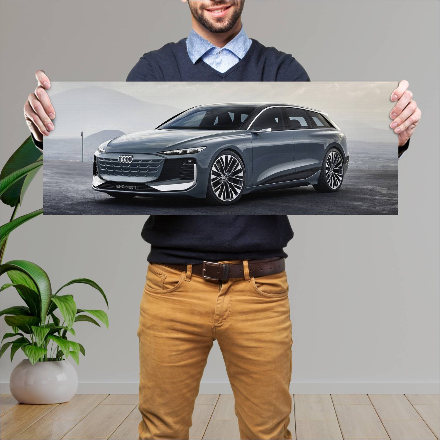Cuadro grande 30x80cm 2022 audi a6 avant e tron co 866 Audi