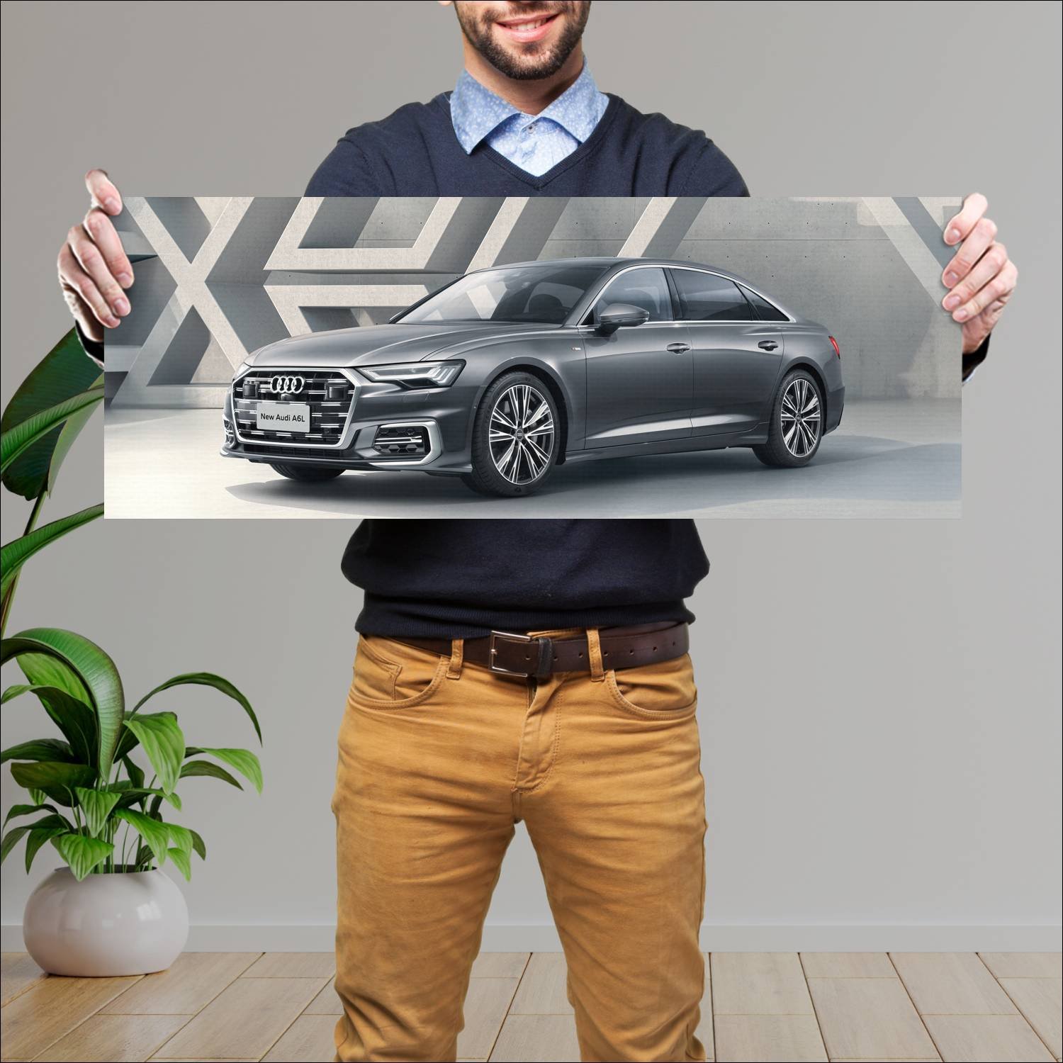 Cuadro grande 30x80cm 2022 audi a6 l sedan s line 868 Audi