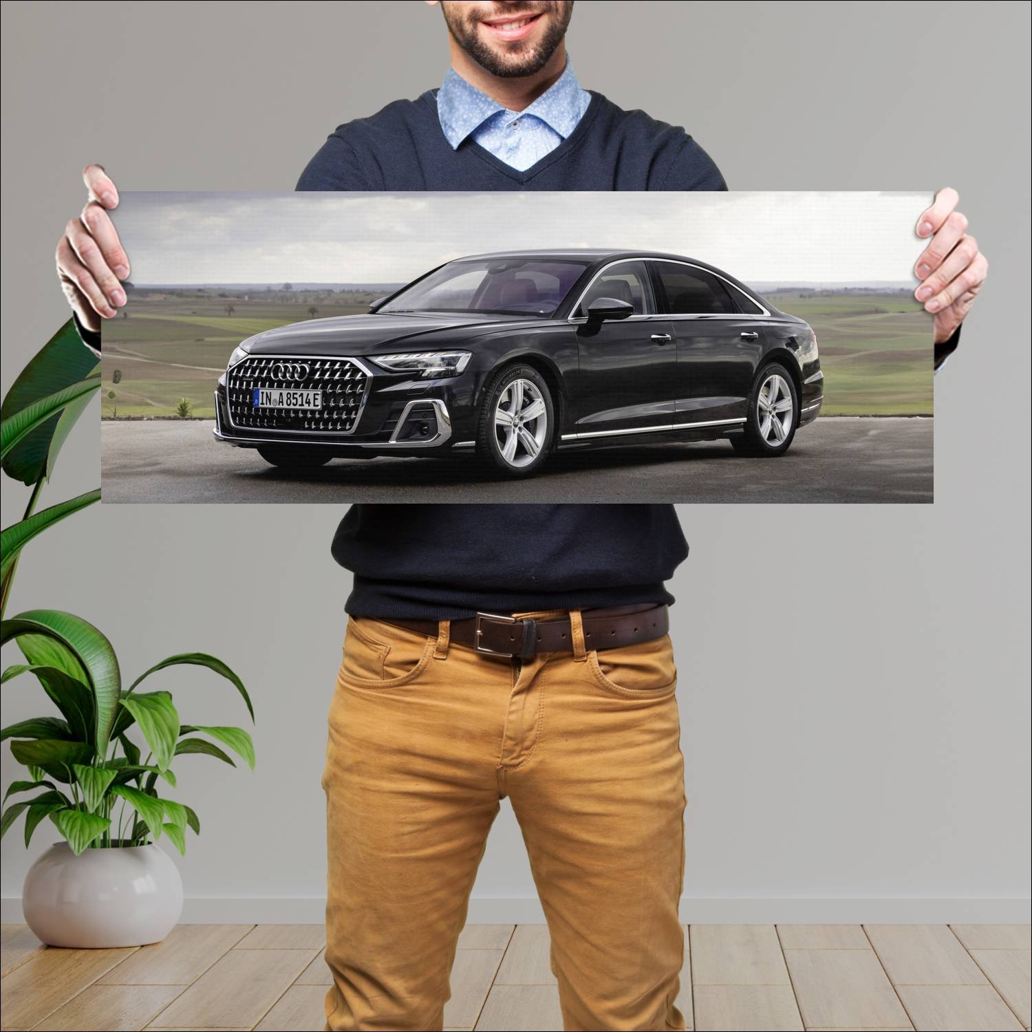 Cuadro grande 30x80cm 2022 audi a8 l plug in hybri 870 Audi