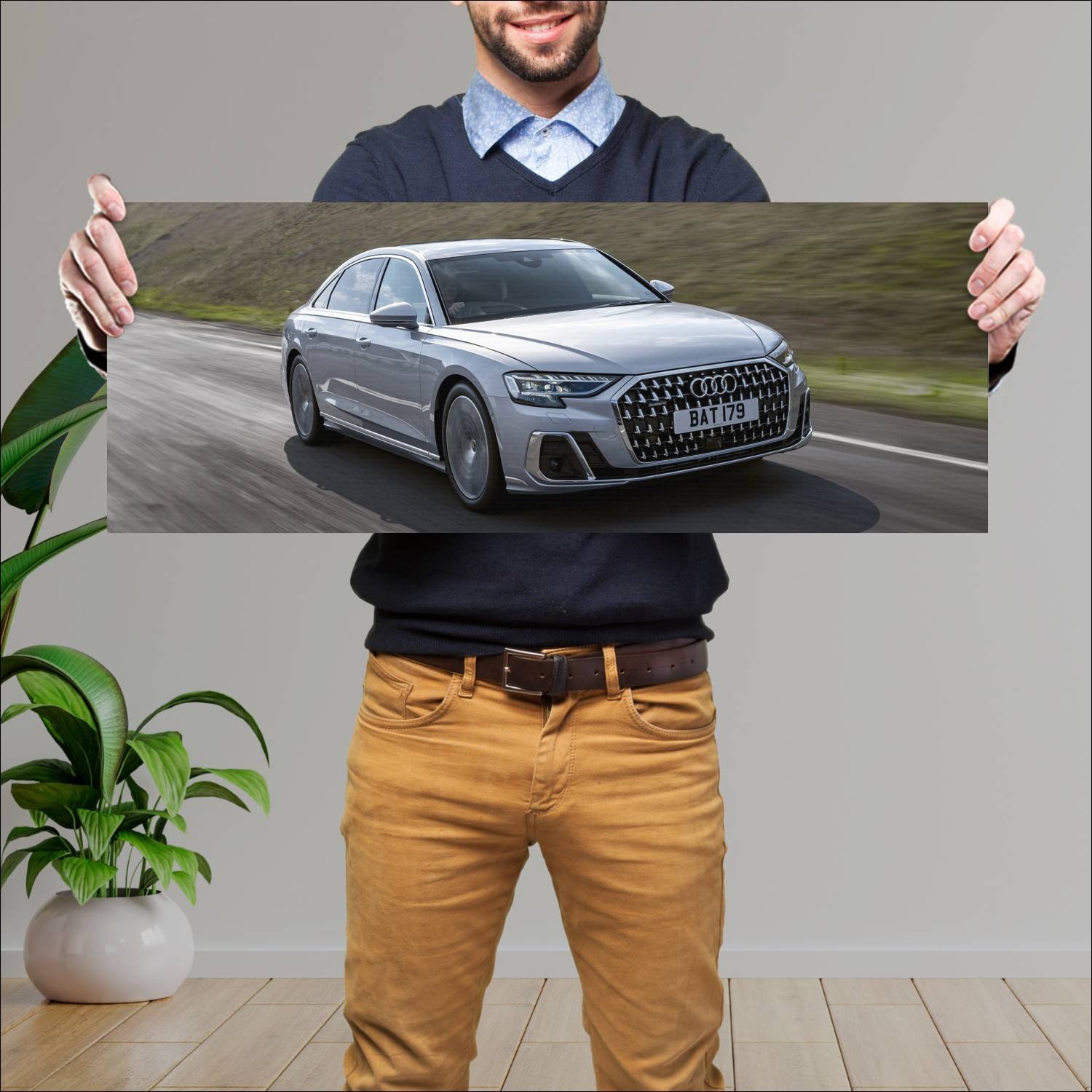 Cuadro grande 30x80cm 2022 audi a8 l plug in hybri 871 Audi