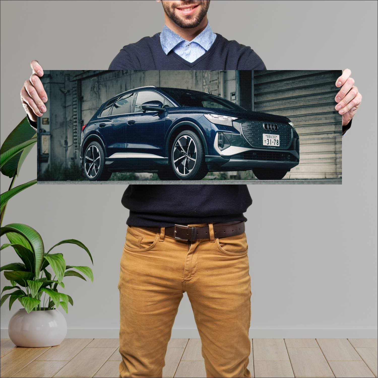 Cuadro grande 30x80cm 2022 audi q4 e tron s line j 877 Audi