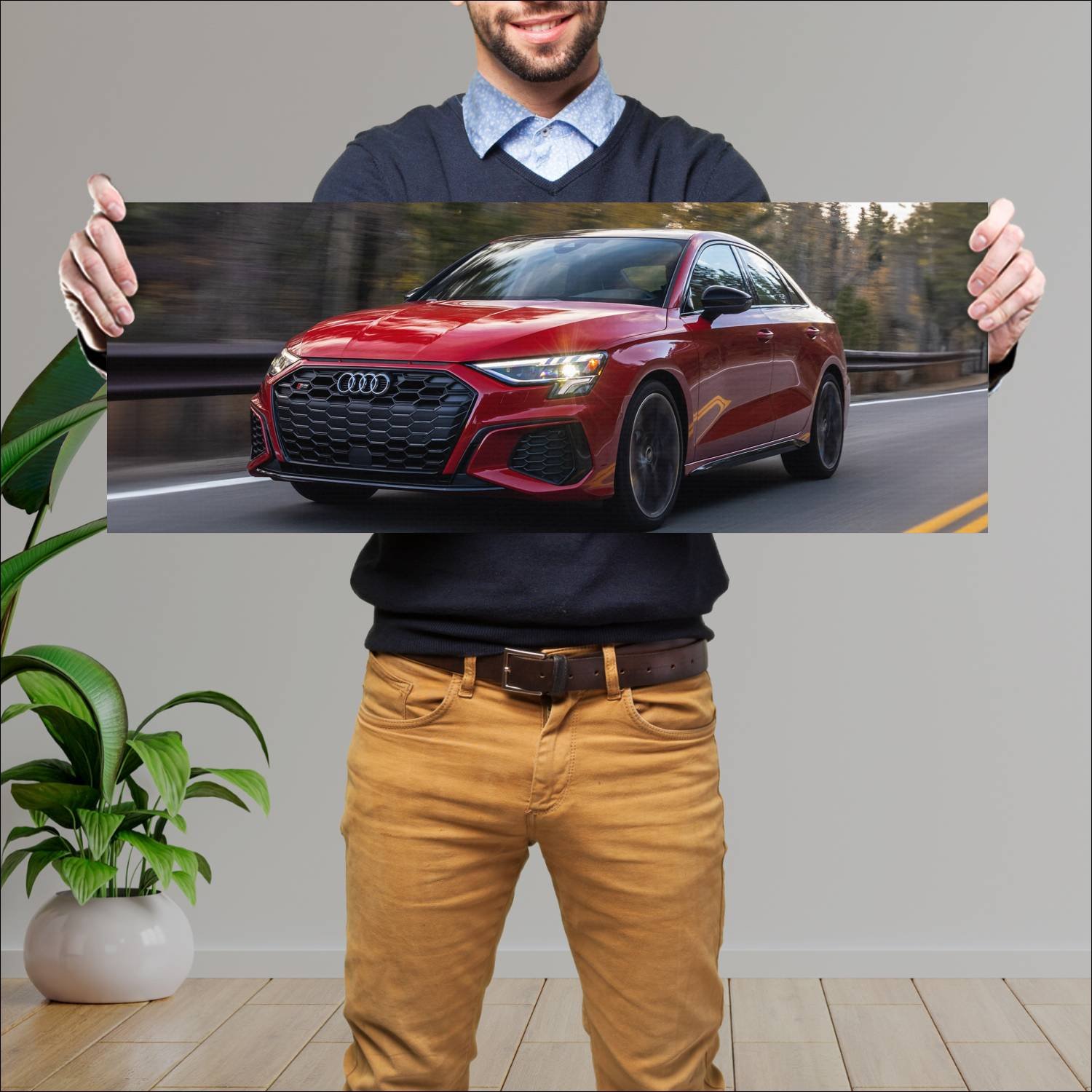 Cuadro grande 30x80cm 2022 audi s3 sedan us auto 907 Audi
