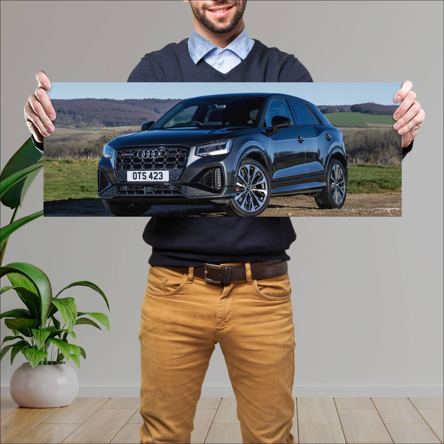 Cuadro grande 30x80cm 2022 audi sq2 black edition 912 Audi