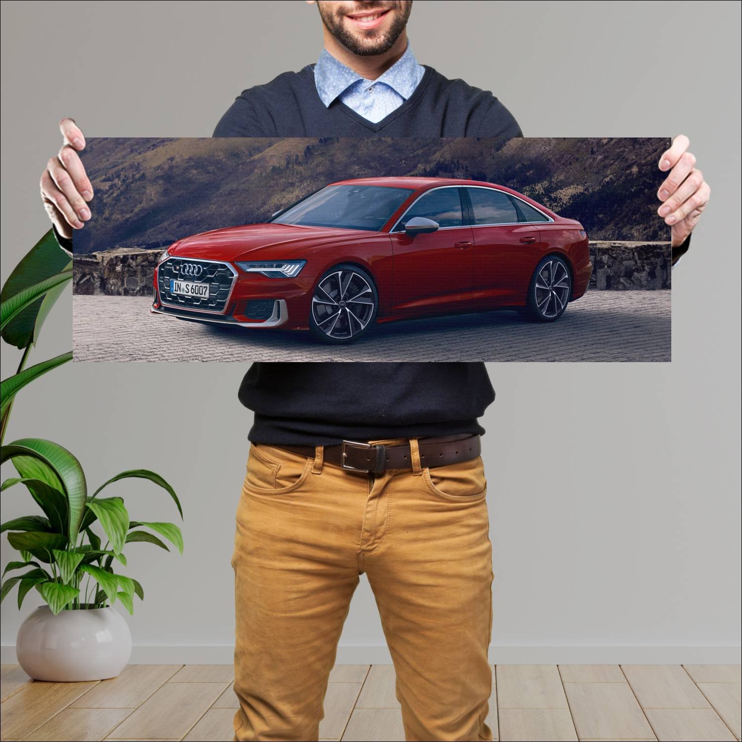 Cuadro grande 30x80cm 2023 audi s6 sedan auto 953 Audi