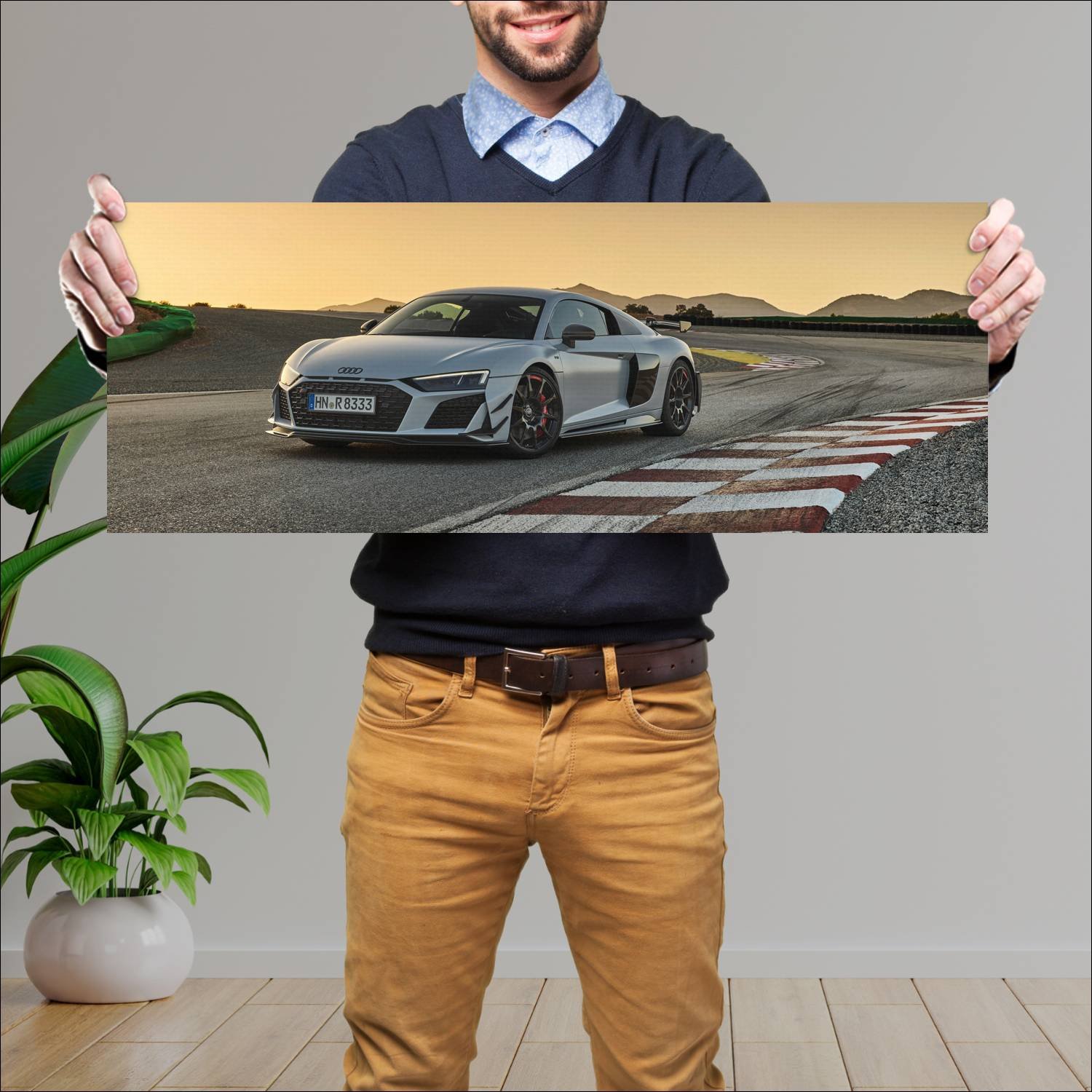 Cuadro grande 30x80cm 2023 Audi R8 Coupe V10 GT RWD5 Audi