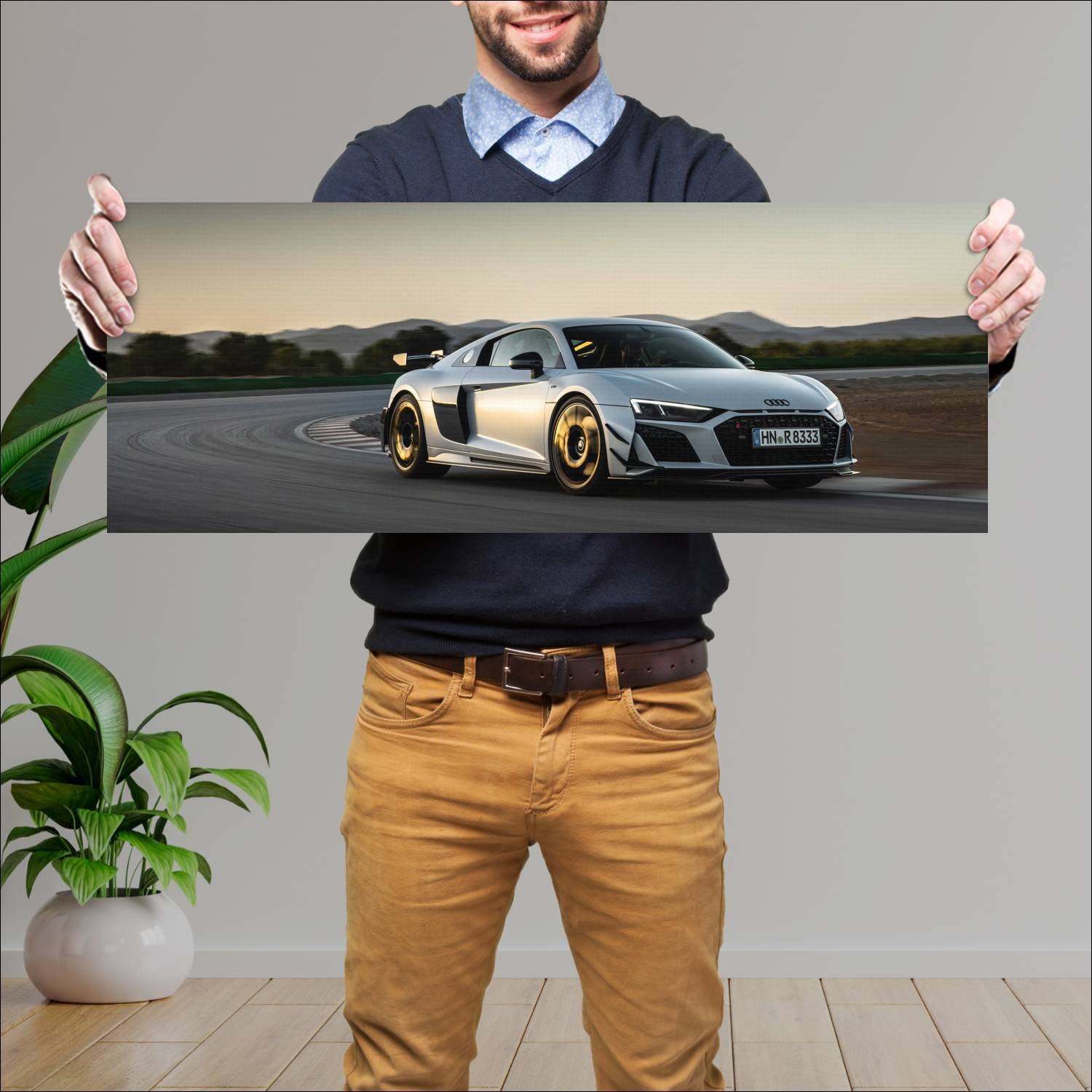 Cuadro grande 30x80cm 2023 Audi R8 Coupe V10 GT RWD8 Audi