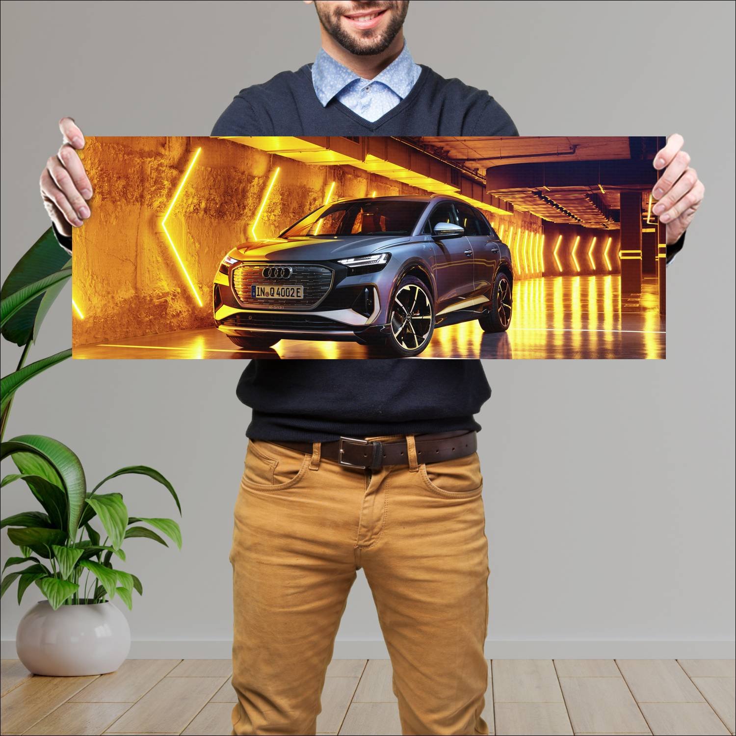 Cuadro grande 30x80cm 2022 Audi Q4 E Tron 001 Audi