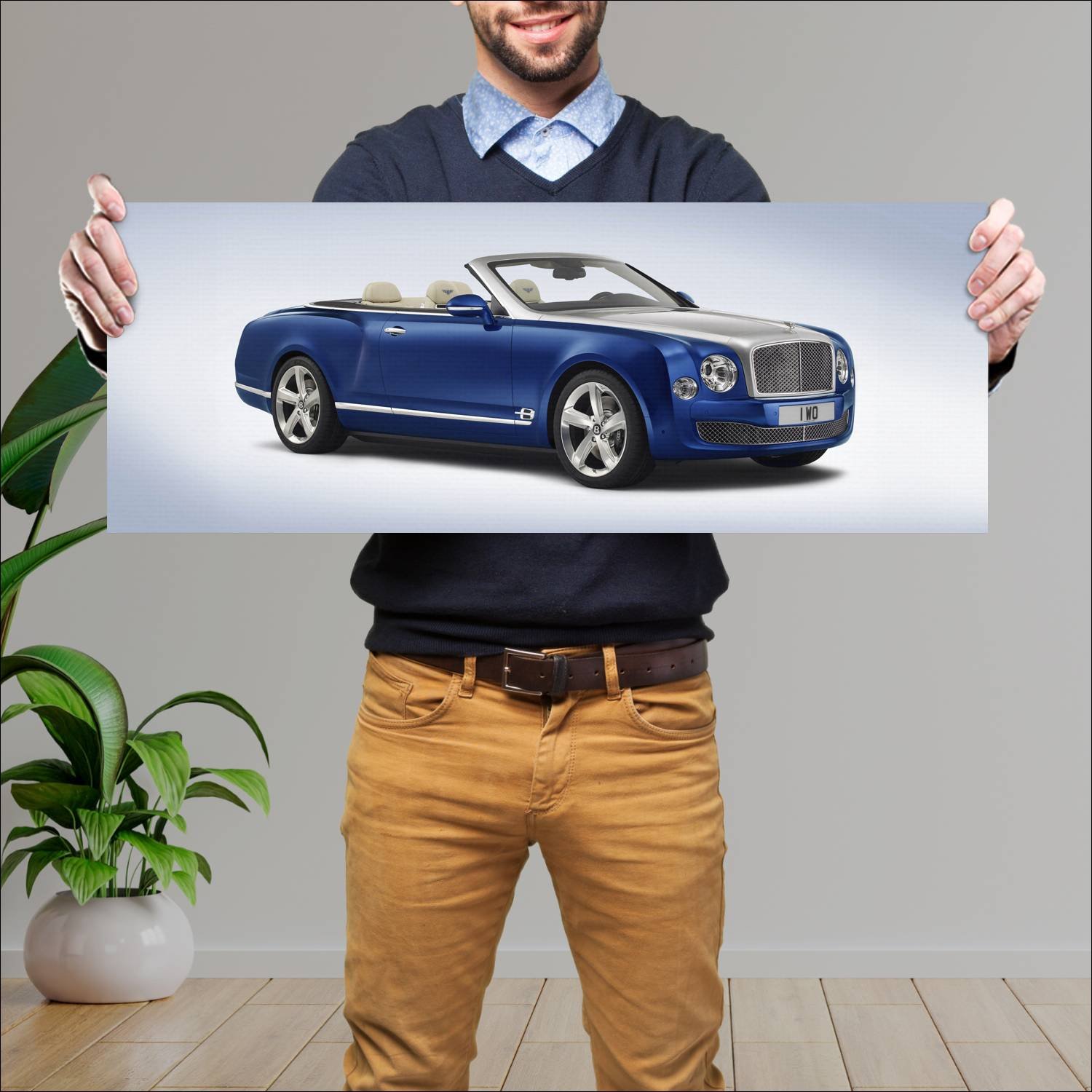 Cuadro grande 30x80cm 2014 bentley grand convertib 207 Bentley