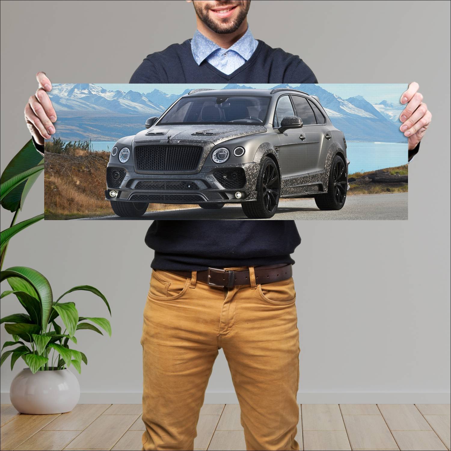 Cuadro grande 30x80cm 2017 bentley bentayga black 288 Bentley