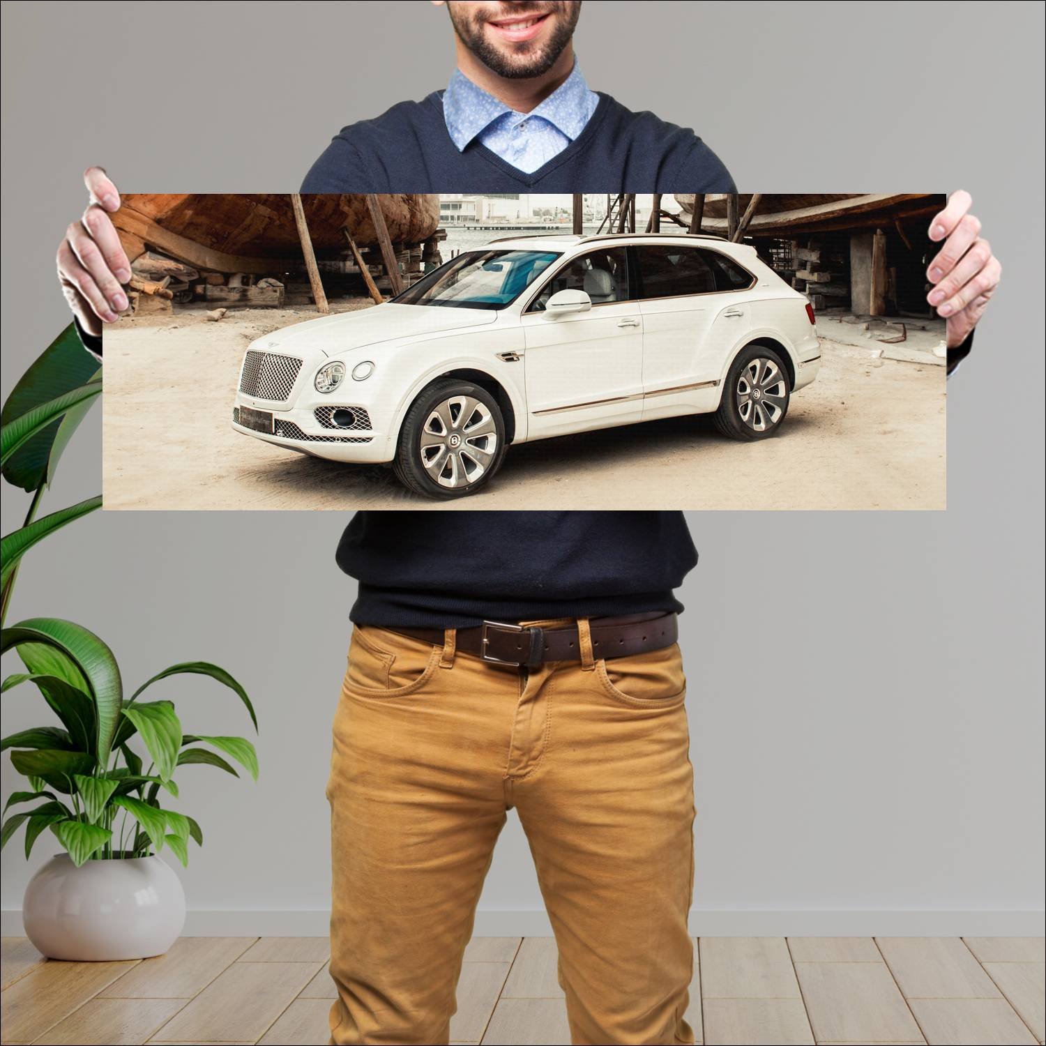 Cuadro grande 30x80cm 2019 bentley bentayga pearl 332 Bentley