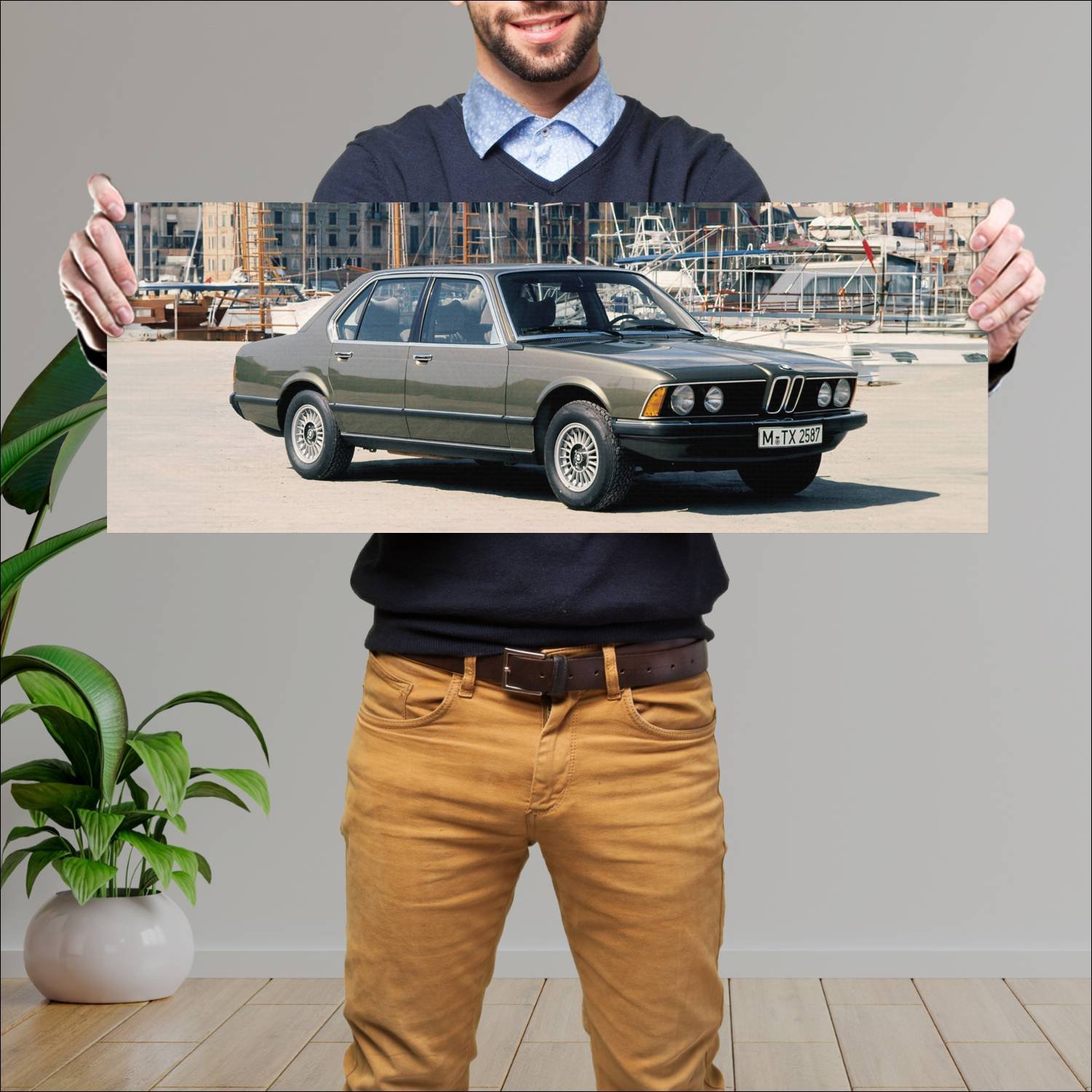 Cuadro grande 30x80cm 1977 bmw 7 series auto 45 Bmw