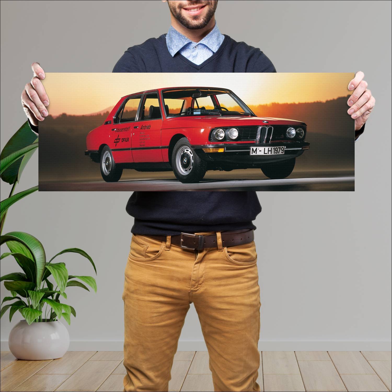 Cuadro grande 30x80cm 1979 bmw 5 series wasserstof 55 Bmw